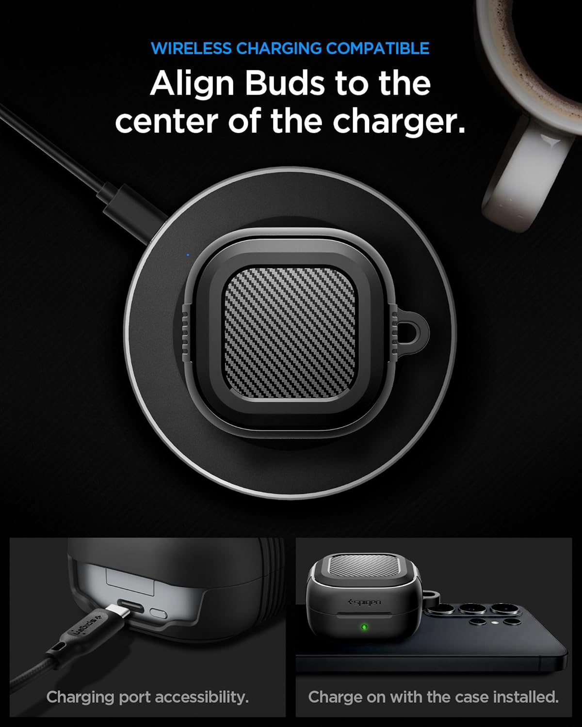 Thumbnail 5 de Spigen Rugged Armor — coque mate à 2 couches pour Samsung Galaxy Buds 4 Pro / Buds 4 (2026), noir mat