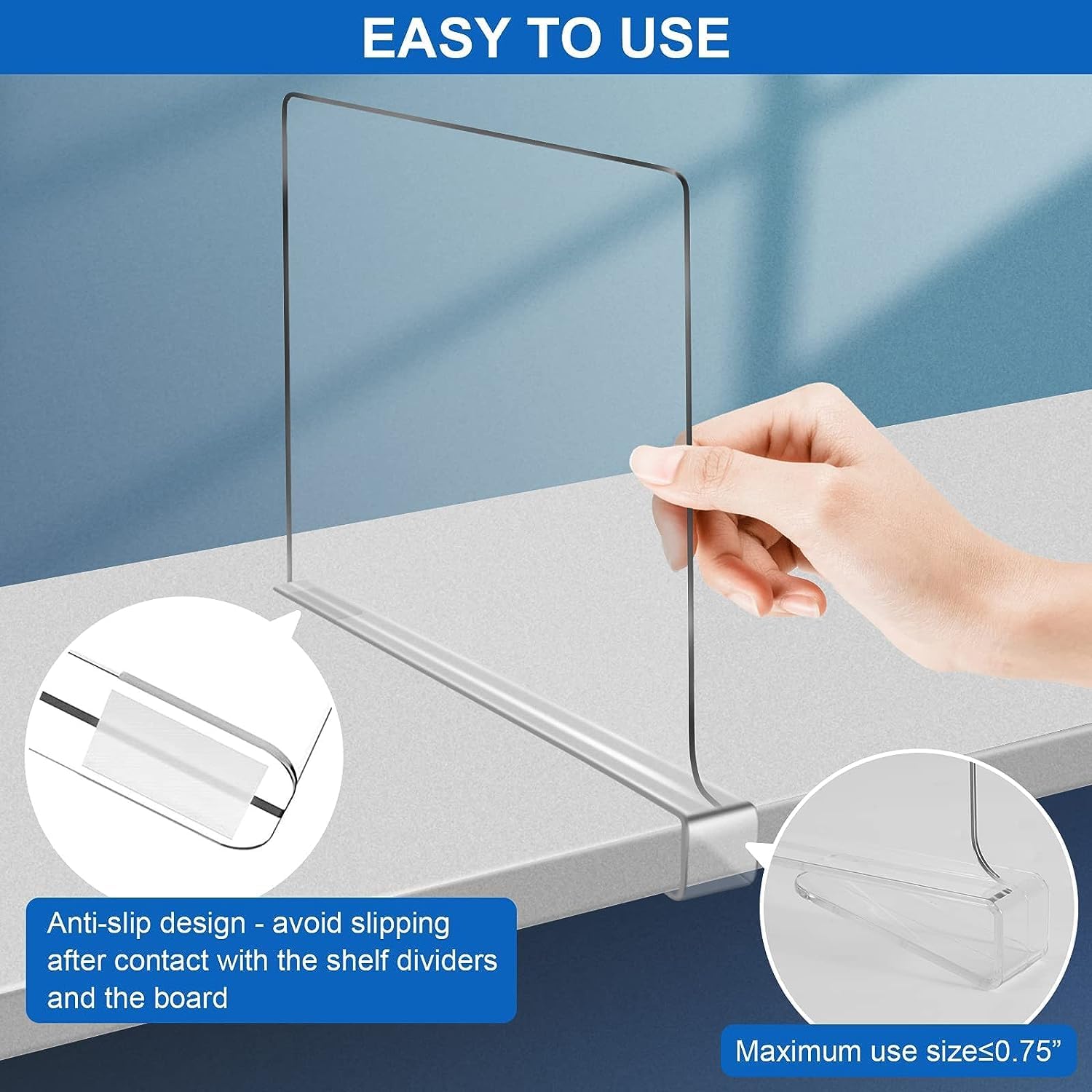 Detalle 1 de Acrylic Shelf Dividers for Closet Organization