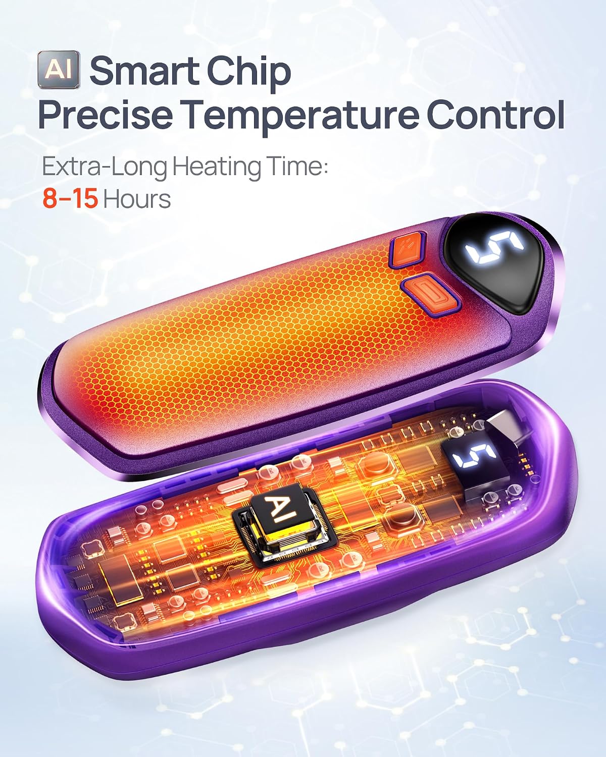 Detalle 1 de DeeKom Rechargeable Hand Warmers, 2-Pack with Adjustable Heat and Display