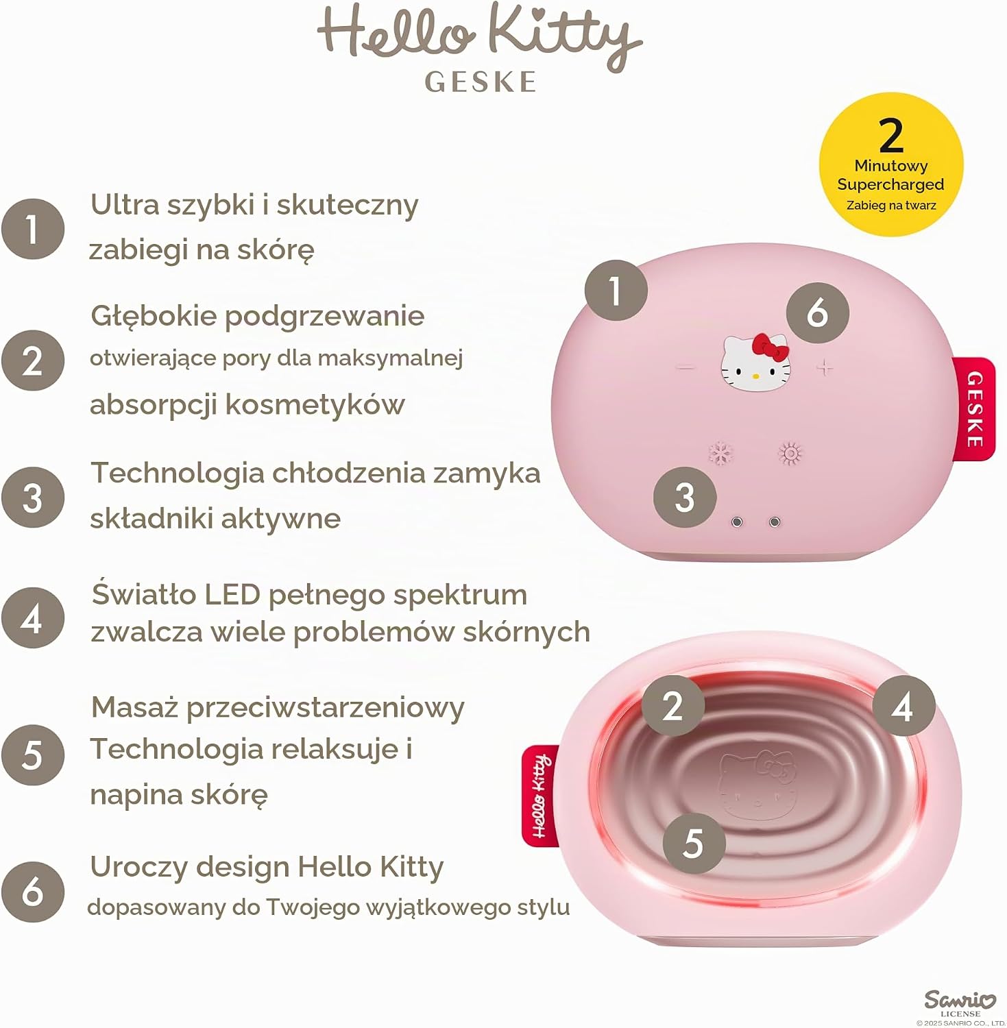 Detalle 2 de GESKE x Hello Kitty SmartAppGuided™ 8 w 1 – soniczna maska LED, ciepło i chłodzenie