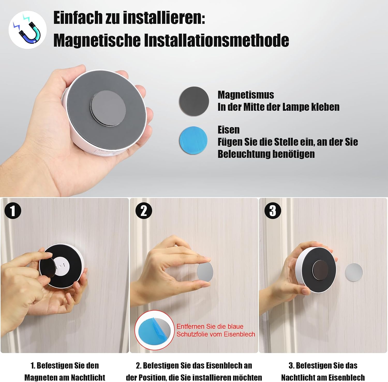Thumbnail 4 de Electight 3-delige bewegingssensorlamp met 8 LED’s, USB en magneetbevestiging