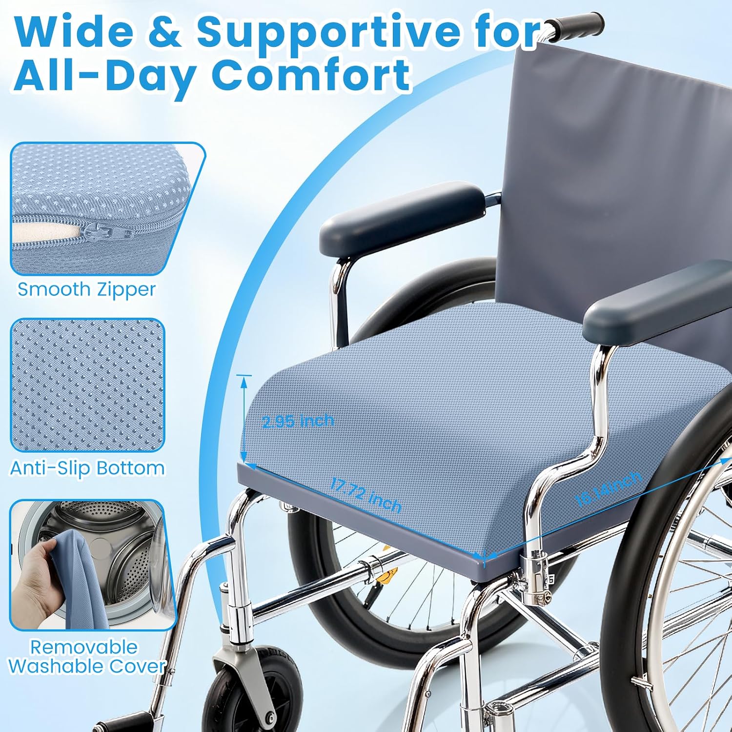 Thumbnail 6 de Wheelchair Seat Cushion 18 x 16 x 3 Inches