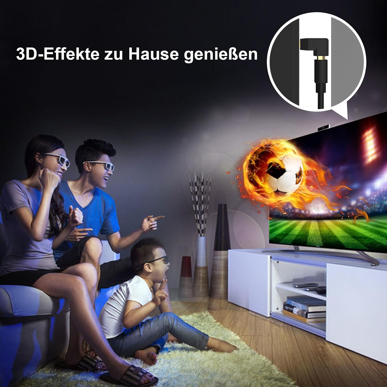 Thumbnail 6 de LEENUE HDMI Winkelstecker 90°/270° – 4er-Pack, 4K, ARC, HDR, 3D, Goldkontakte
