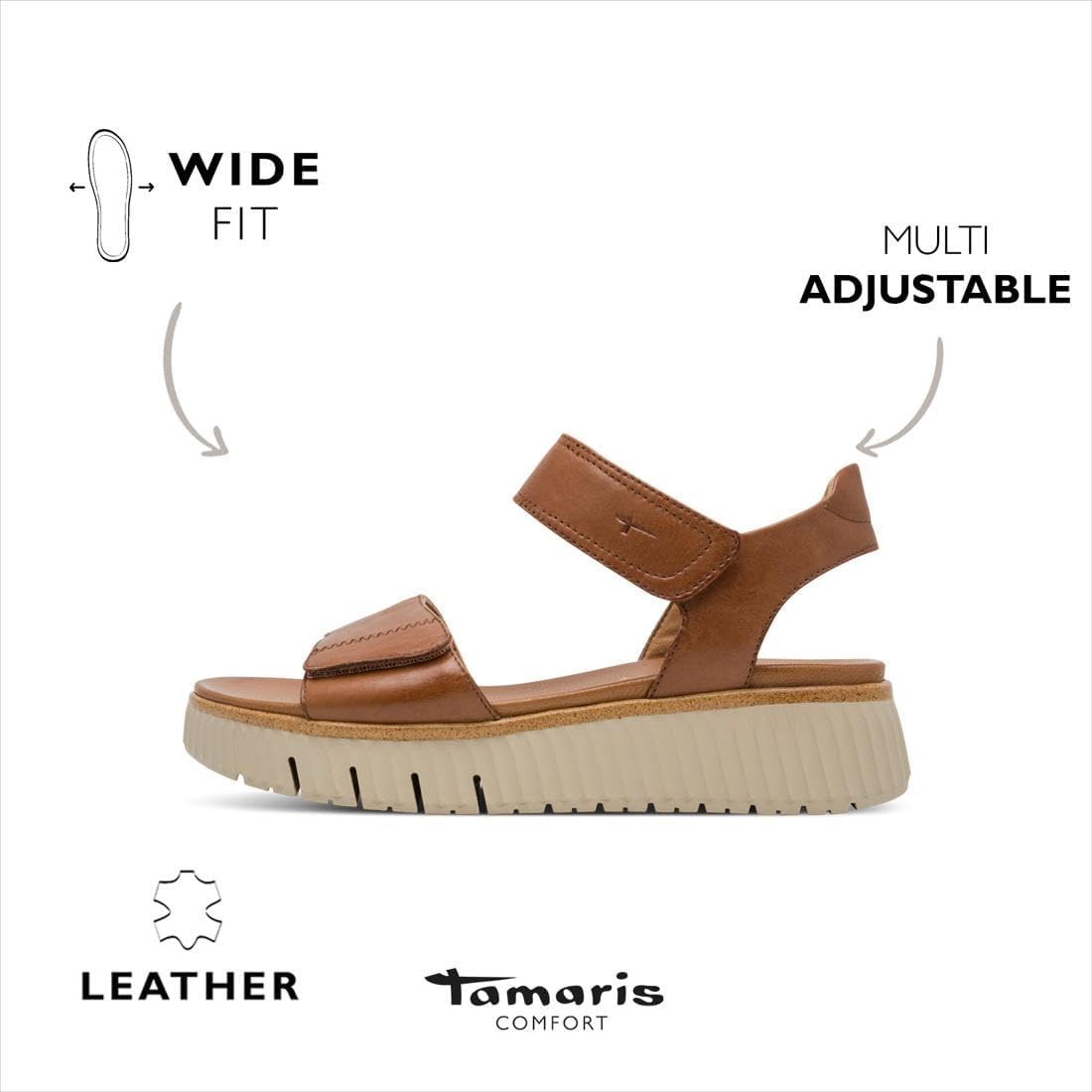 Thumbnail 2 de Tamaris Wide FIT Sandale 8-88720-44 H-Weite – Multi-Adjustable, Leder, bequeme Passform