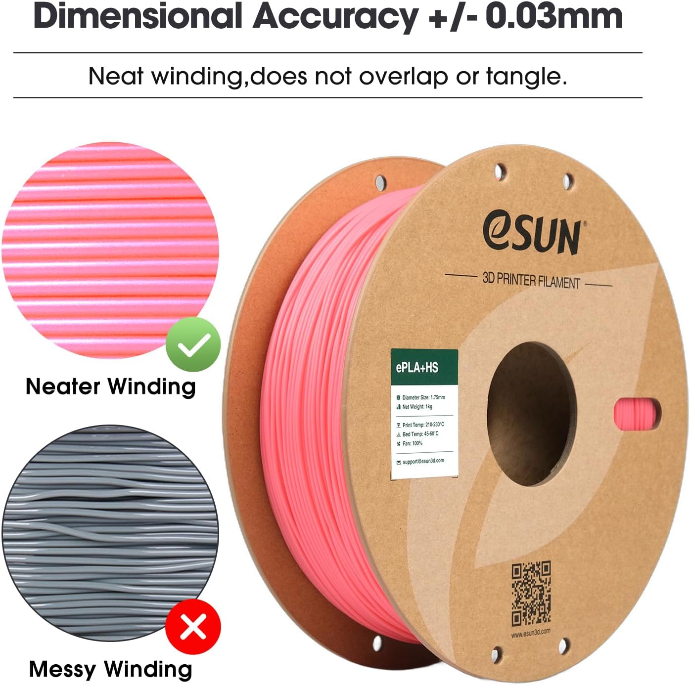 Detalle de eSUN PLA+ 1.75mm filament 1kg ⚙