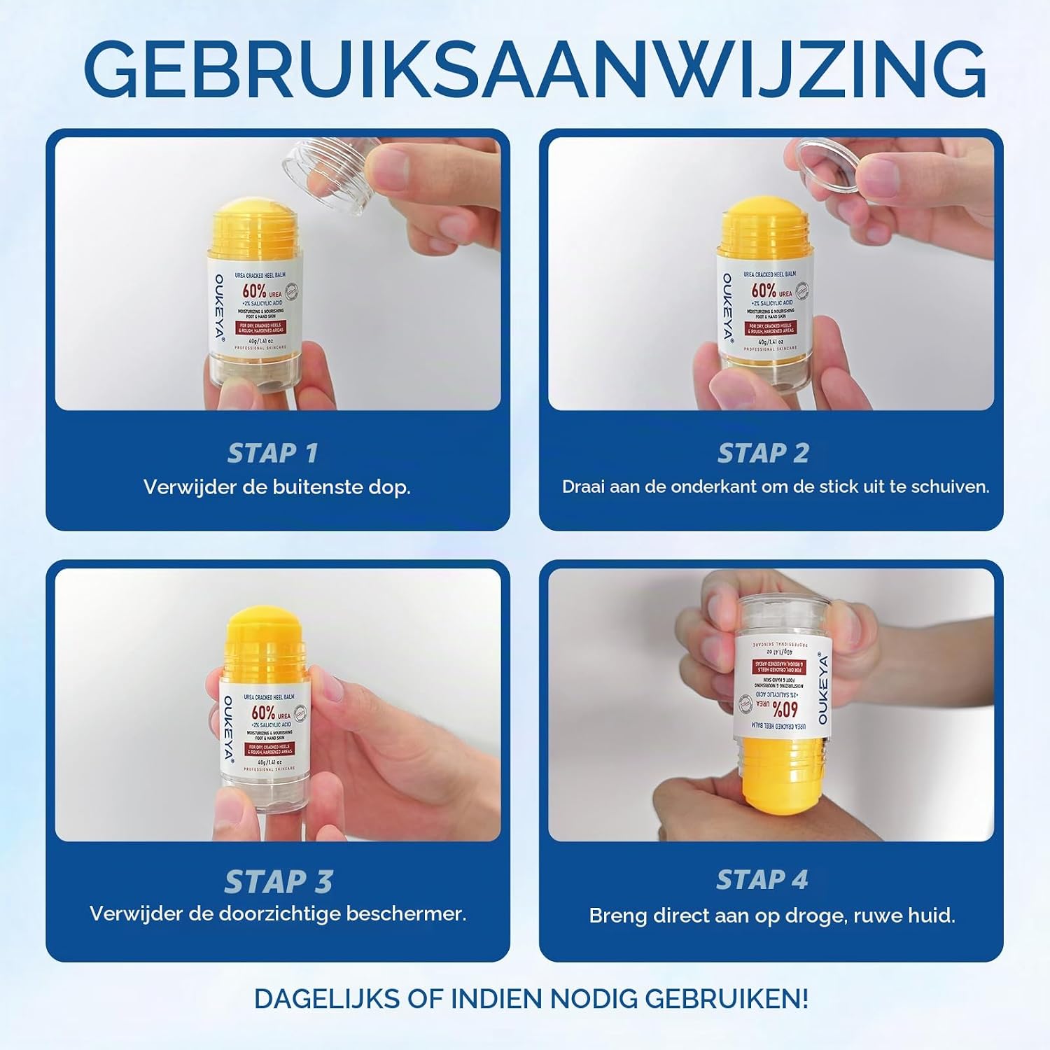 Thumbnail 5 de OUKEYA Eeltverwijderstick met 60% ureum en 2% salicylzuur, 40 g