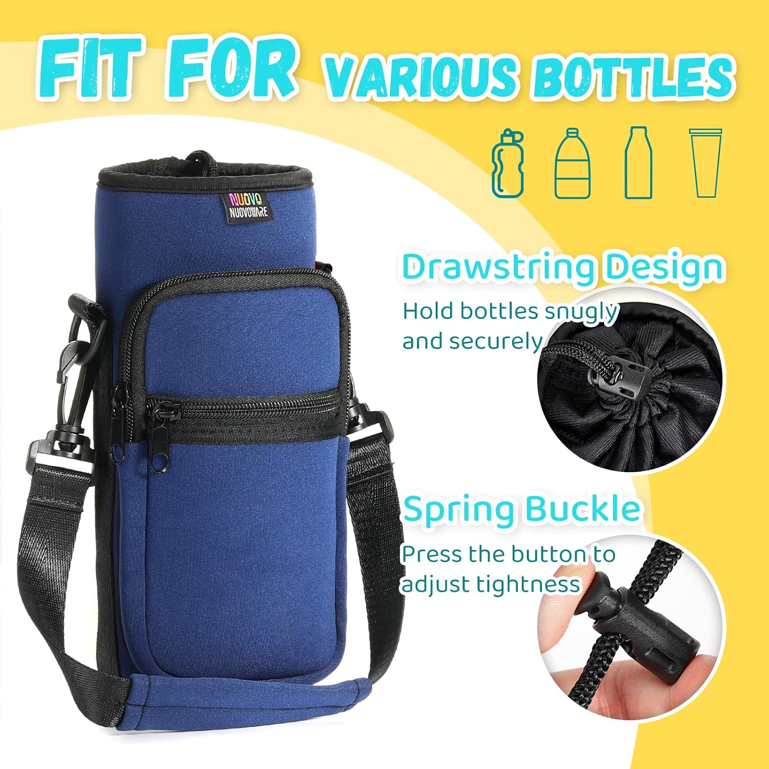 Detalle 2 de Nuovoware P737879178935 Water Bottle Carrier, 25–32 oz, Navy Neoprene