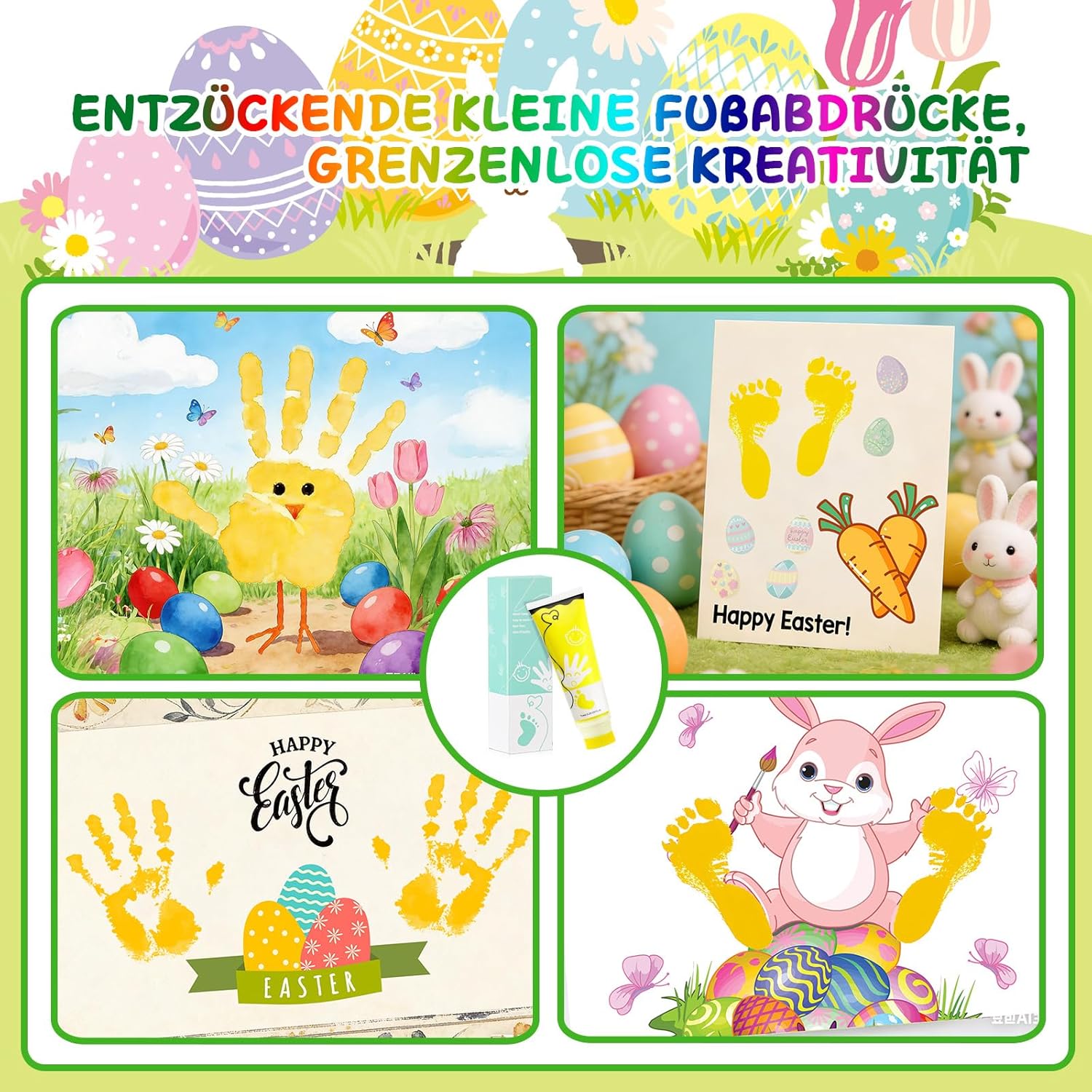 Thumbnail 6 de TOGOU2S Fußabdruck Baby Farbe mit Schwammkopf – ungiftig, 75 ml, Gelb