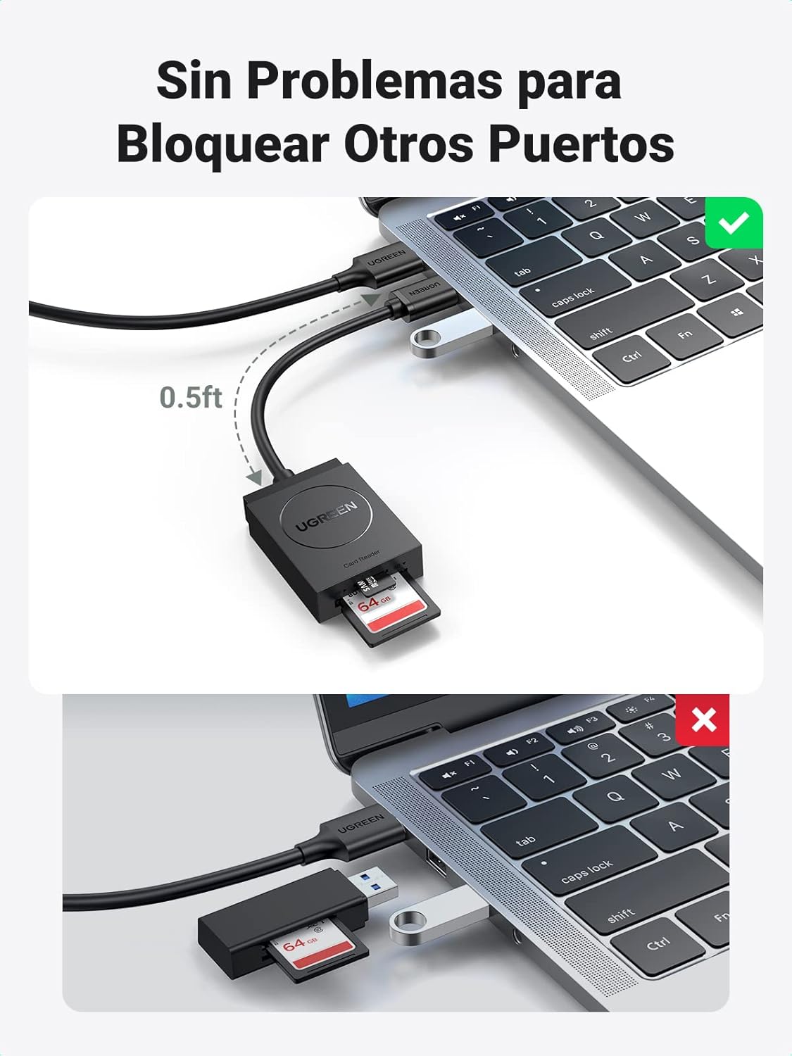 Thumbnail 4 de UGREEN USB 3.0 Lector de Tarjetas SD y Micro SD 📸