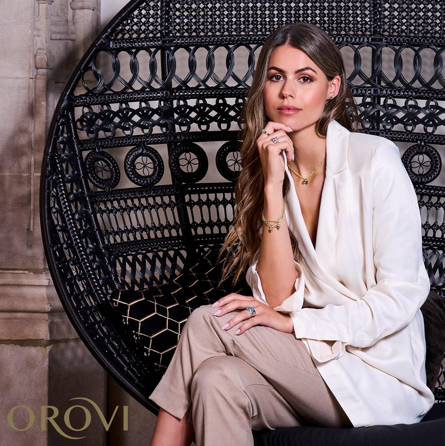 Thumbnail 4 de Collana Orovi da donna in oro giallo 9K/oro bianco 375 con pietra a goccia