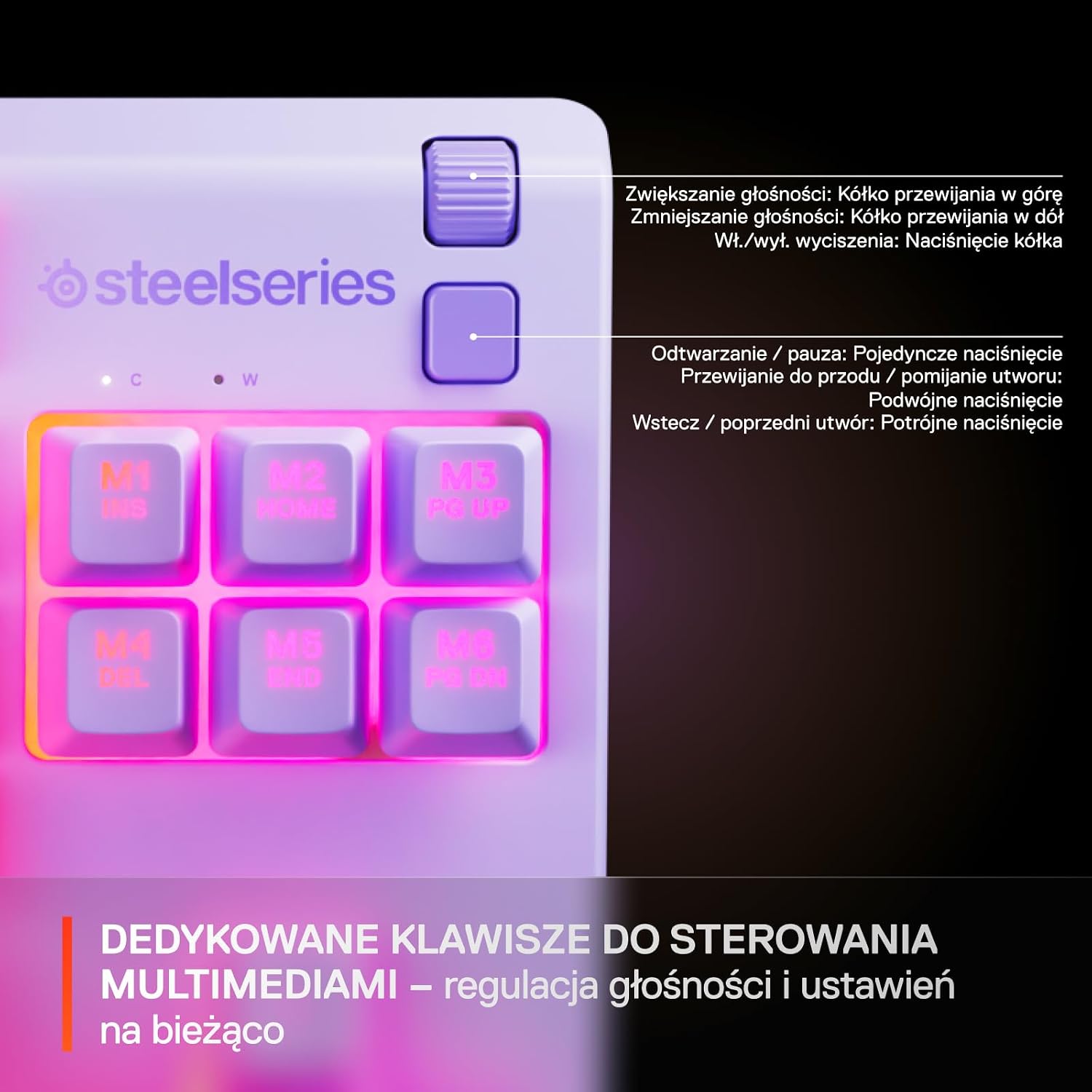 Detalle 2 de SteelSeries Apex 3 TKL lawendowa klawiatura gamingowa RGB, UK QWERTY