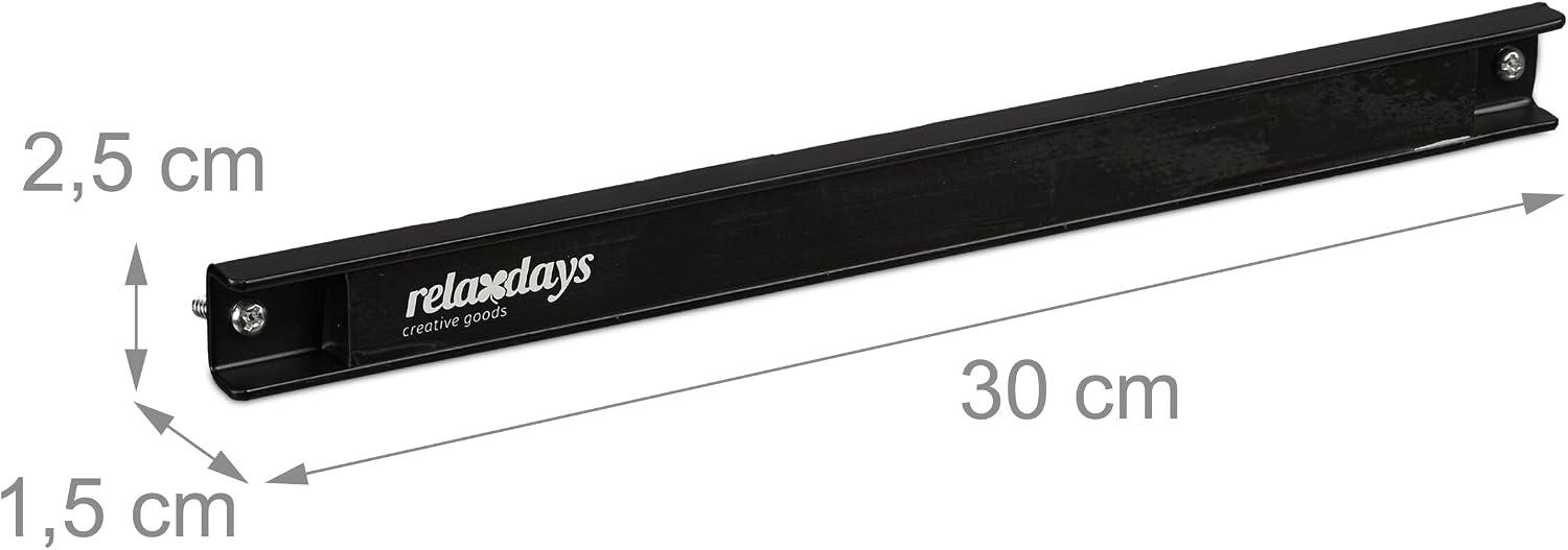 Detalle de Relaxdays Magnetic Rack 3-Piece Set, 30 cm Black Steel Knife and Tool Holder