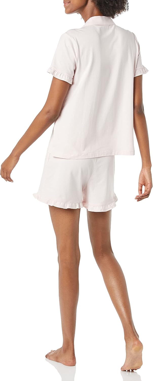 Thumbnail 1 de Amazon Essentials Damen Pyjama-Set aus Baumwoll-Modal mit Passepoilierung & gerundetem Kragen (Übergrößen)
