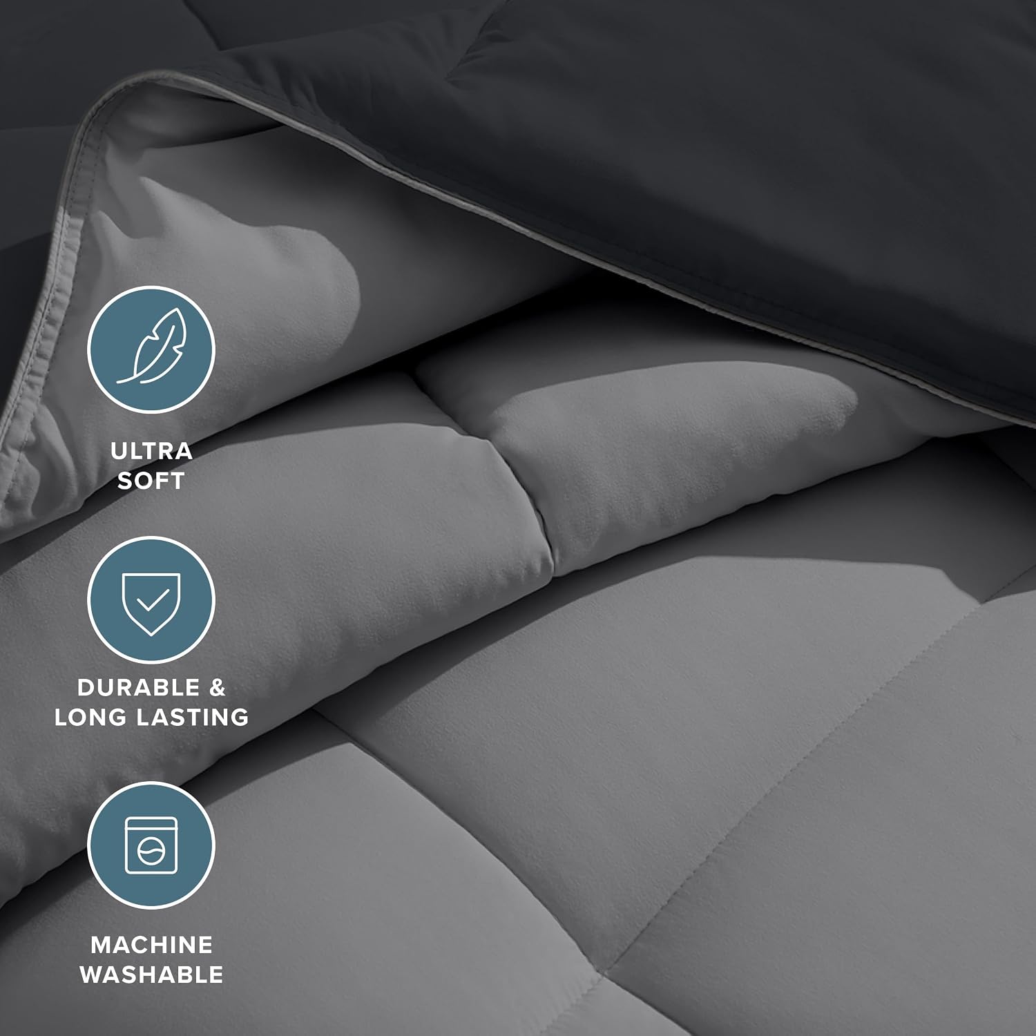 Detalle de Bare Home Twin/Twin XL Comforter: Reversible Colors, Goose Down Alternative, Ultra-Soft All Season Warmth