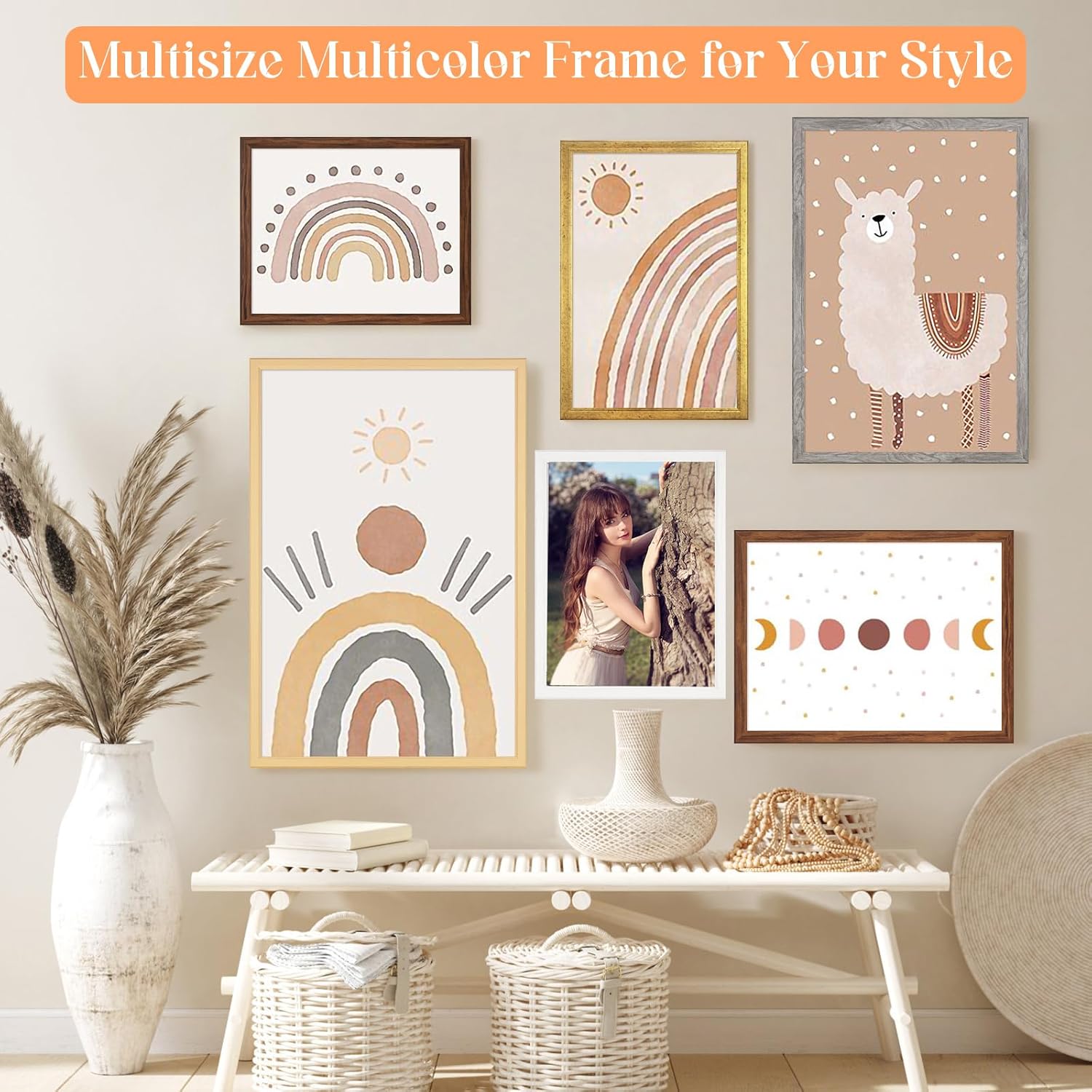 Thumbnail 3 de 18x24 Wood Frame Black Rustic Natural Wooden Poster Picture Frame with HD Plexiglass (18 x 24 or 24 x 18)