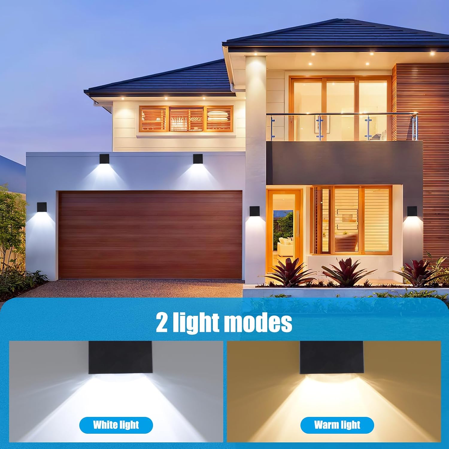 Detalle de YUNYODA Solar wall lights zonne-wandlampen, set van 2, IP65, warm- of koelwit
