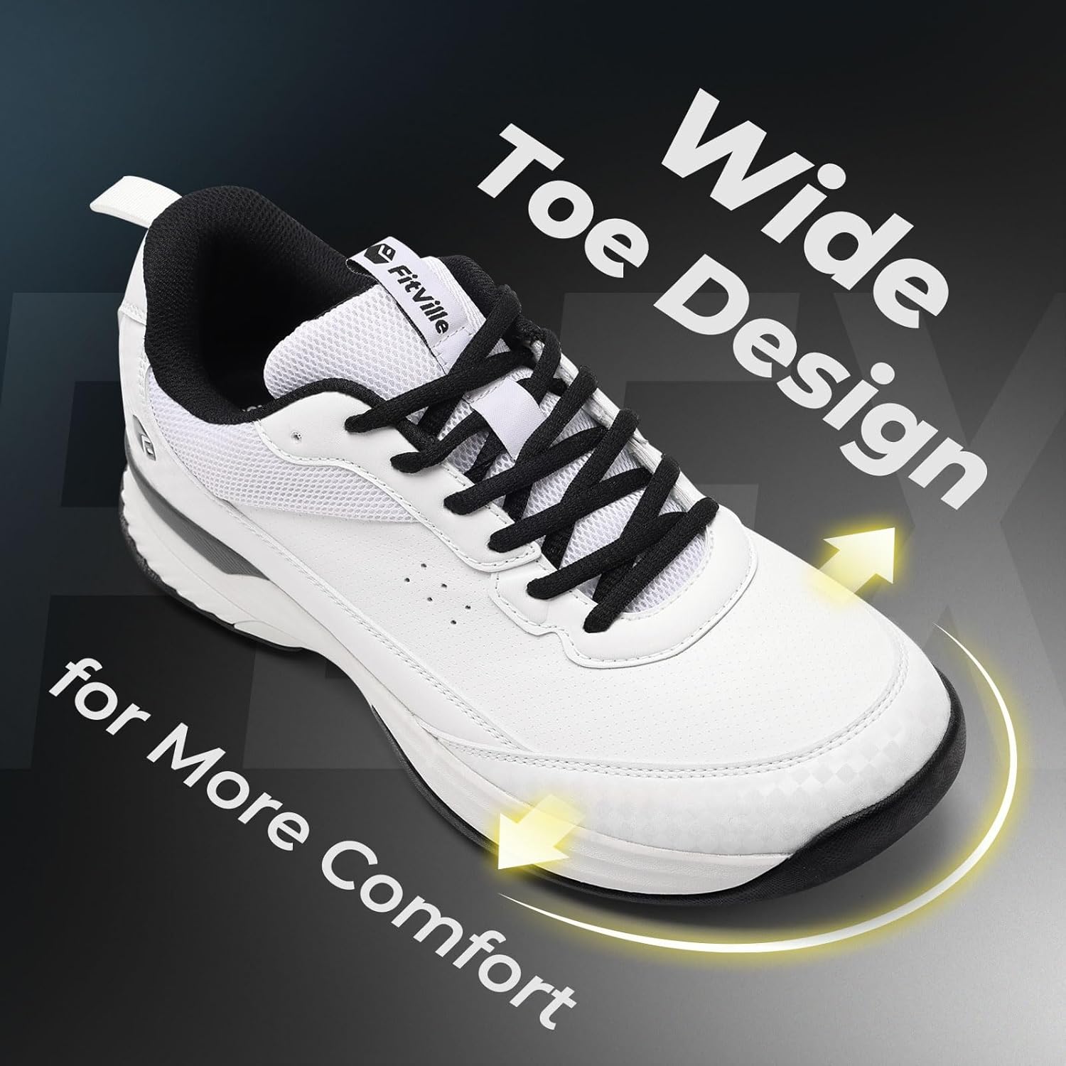 Thumbnail 3 de FitVille Extra Wide Fit Spiked Golf Shoes for Men – Comfortable Non-Slip Golf Trainers