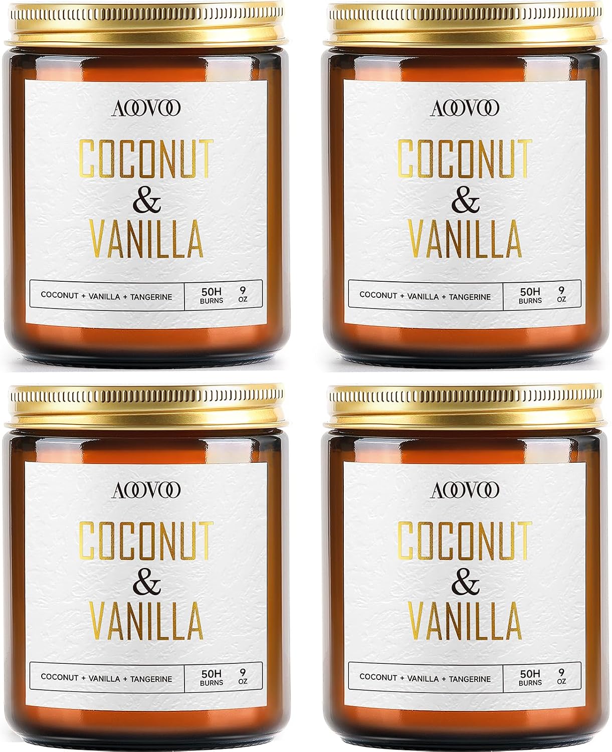Detalle de AOOVOO AO-LZY0115 Coconut Vanilla Soy Candle, 36 oz Glass Jar