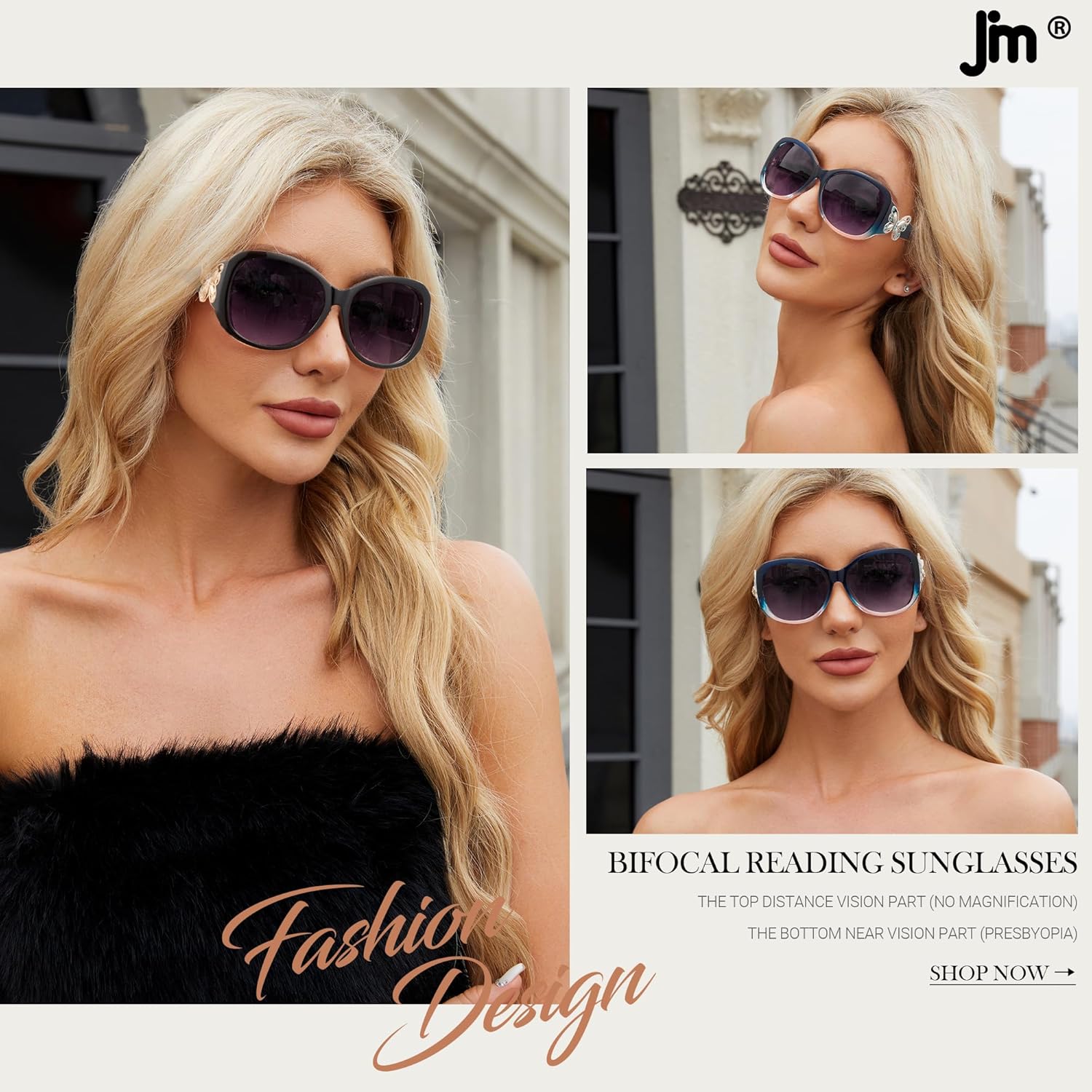 Thumbnail 1 de JM Classic Bifocal Reading Sunglasses for Women – Vintage Outdoor Readers