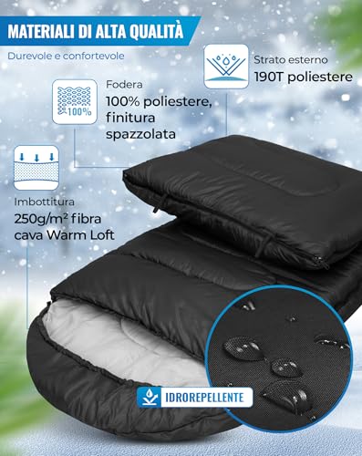 Detalle de KingCamp Sacco a pelo estivo per bambini e adulti - Nero con zip L
