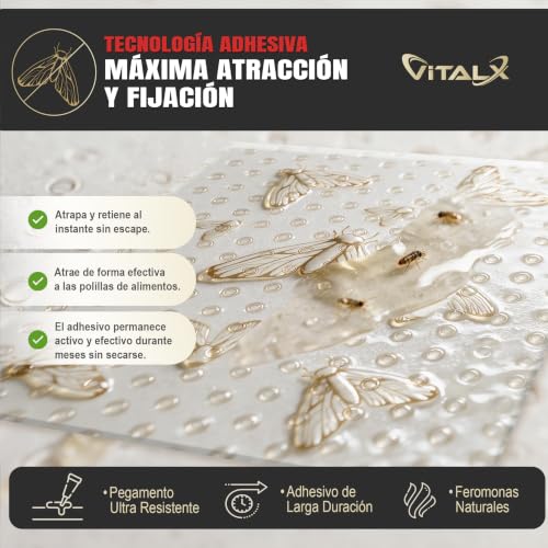 Detalle 2 de VITALX Pack Ahorro 15 Trampas Polillas de Alimentos – Sin Tóxicos, Seguridad para Despensa y Cocina