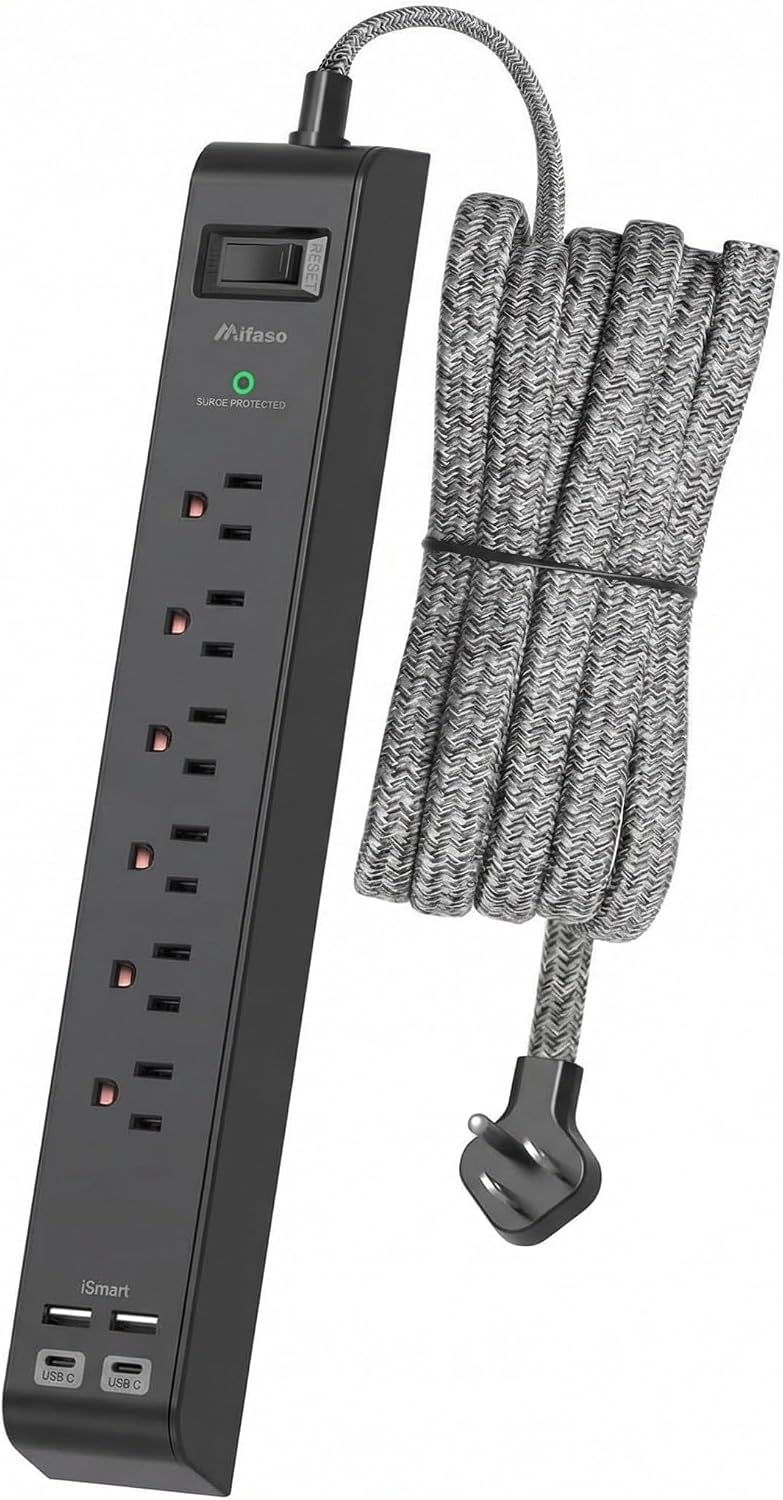 Detalle de Mifaso Surge Protector Power Strip with 10-Foot Cord, 6 Outlets and 4 USB Ports