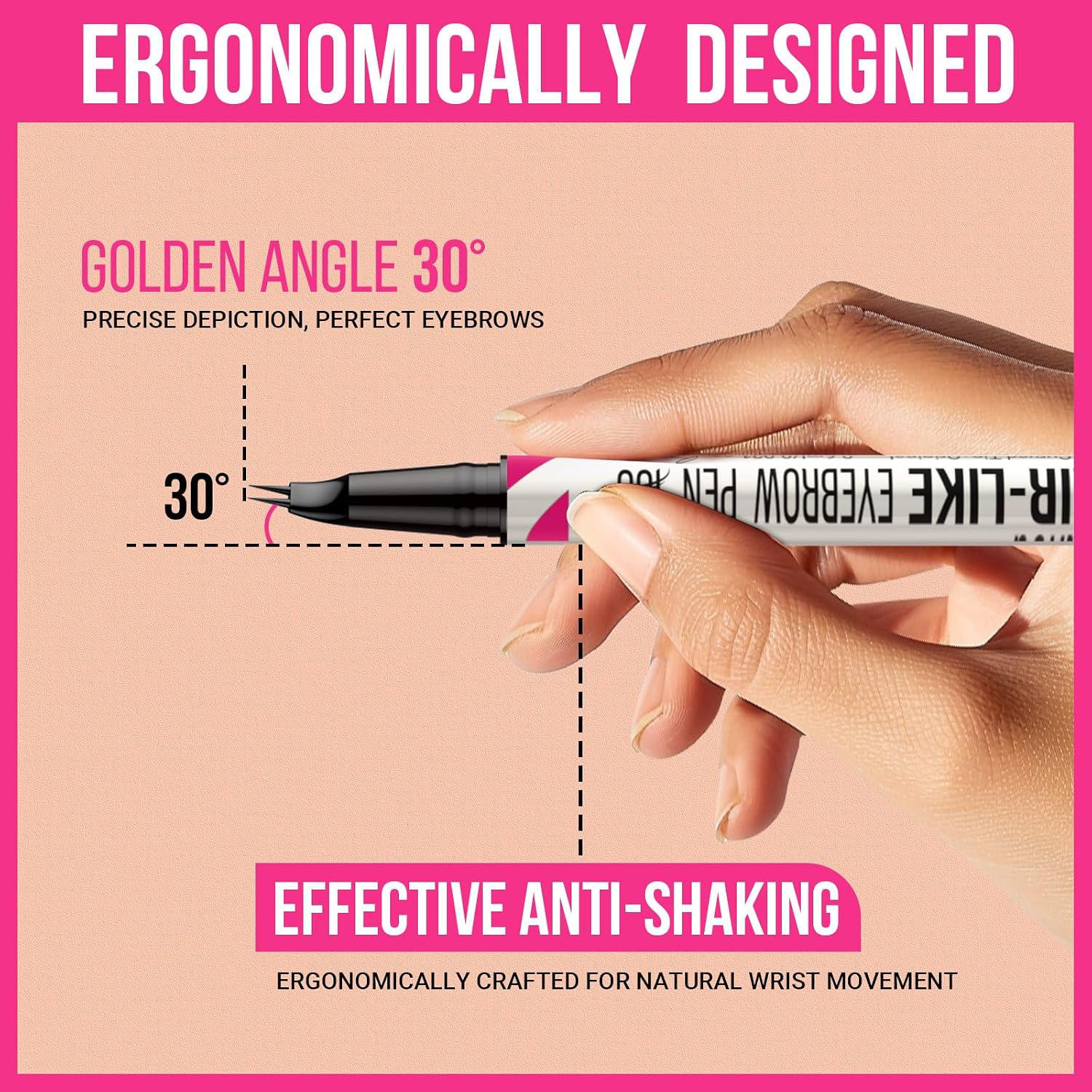 Detalle de iMethod Curved Eyebrow Pen (2-in-1 dual-ended) with curved tip and brush-tip, Black Brown