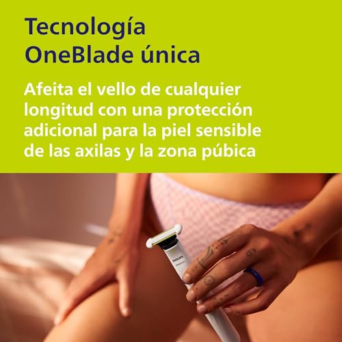 Detalle de PHILIPS OneBlade Intimate QP1924/28: recorta y afeita con protección para la piel sensible