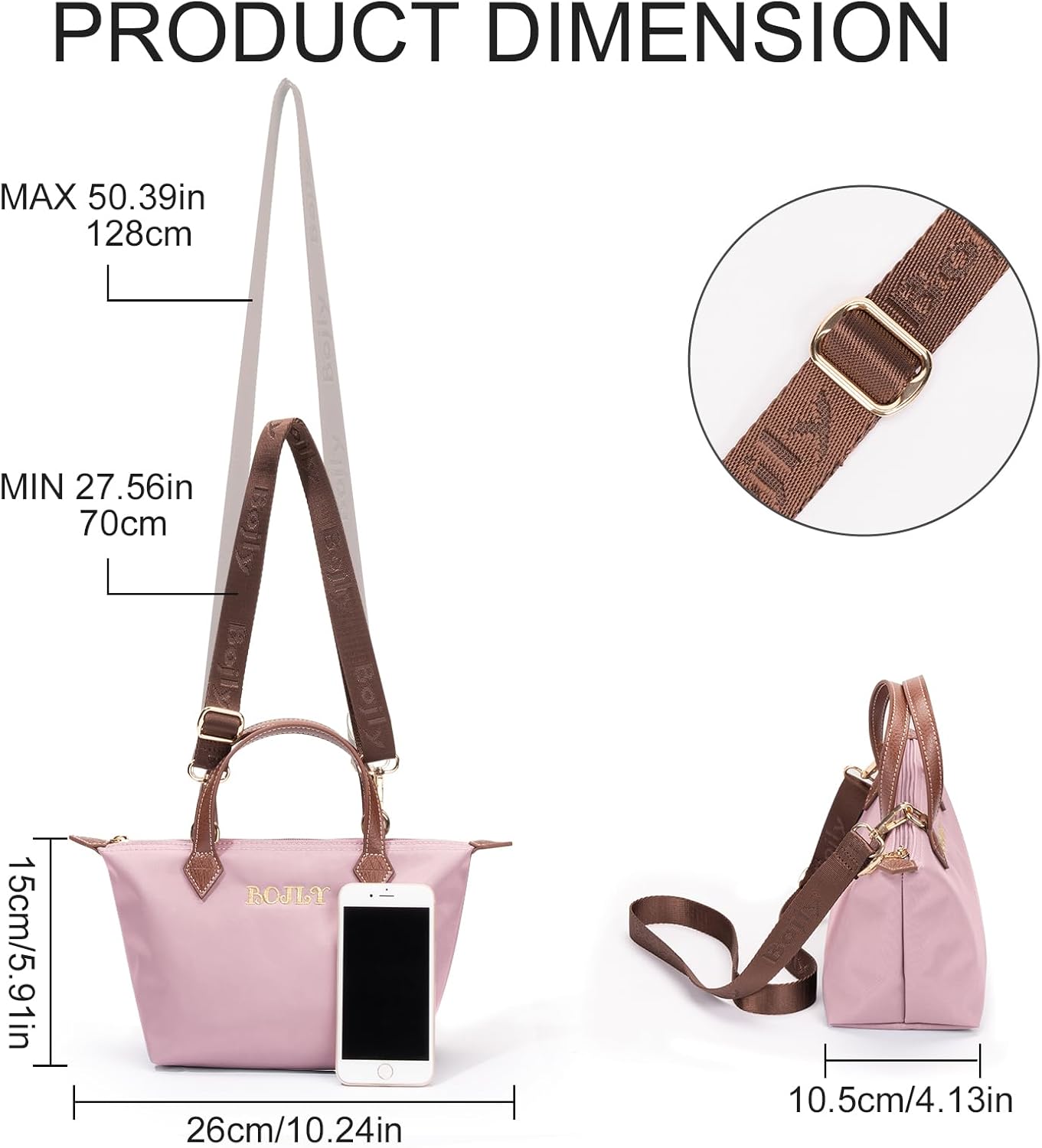 Detalle de BOJLY Sac Bandoulière Femme en Nylon Résistant – Tendance, Léger et Polyvalent