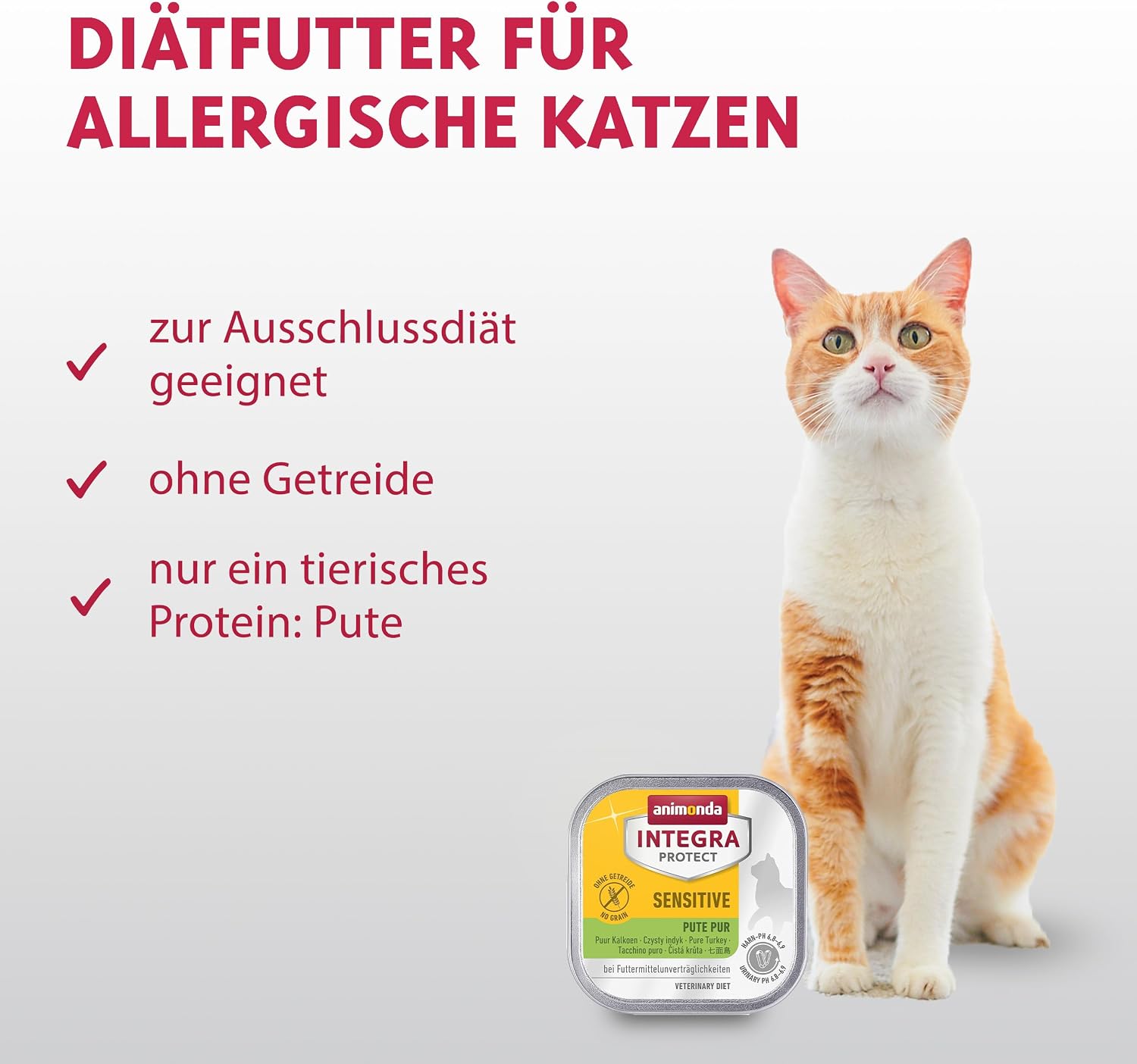 Detalle de animonda INTEGRA PROTECT Sensitive Pute Pur – Nassfutter für Katzen mit Futtermittelunverträglichkeit (16 x 100 g)