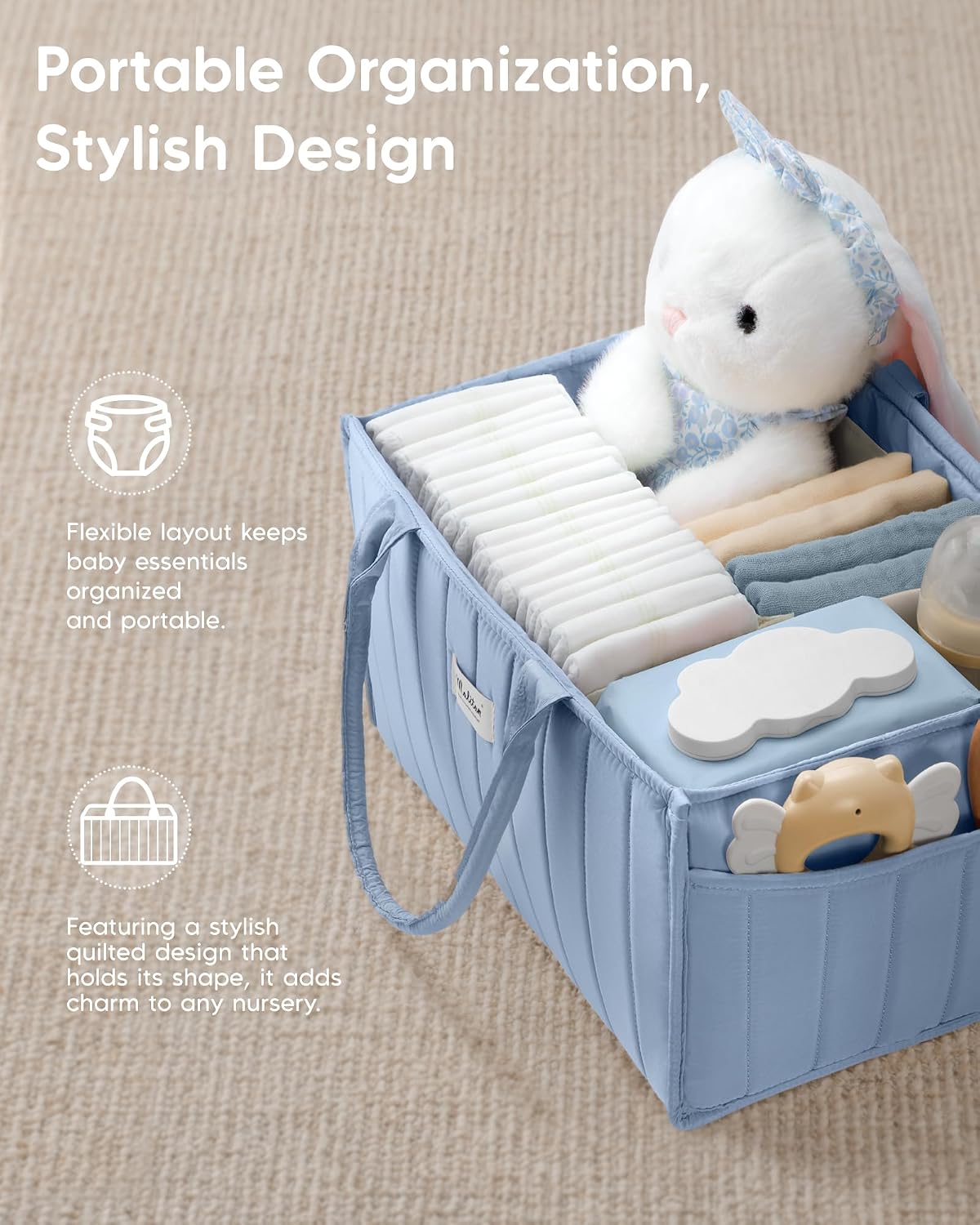 Thumbnail 4 de Maliton Nappy Caddy Organiser: Portable Changing Station With Removable Dividers