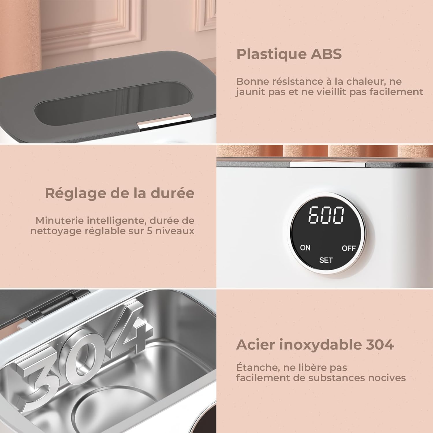 Thumbnail 3 de Nettoyeur Ultrasons 600ML pour bijoux lunettes montres
