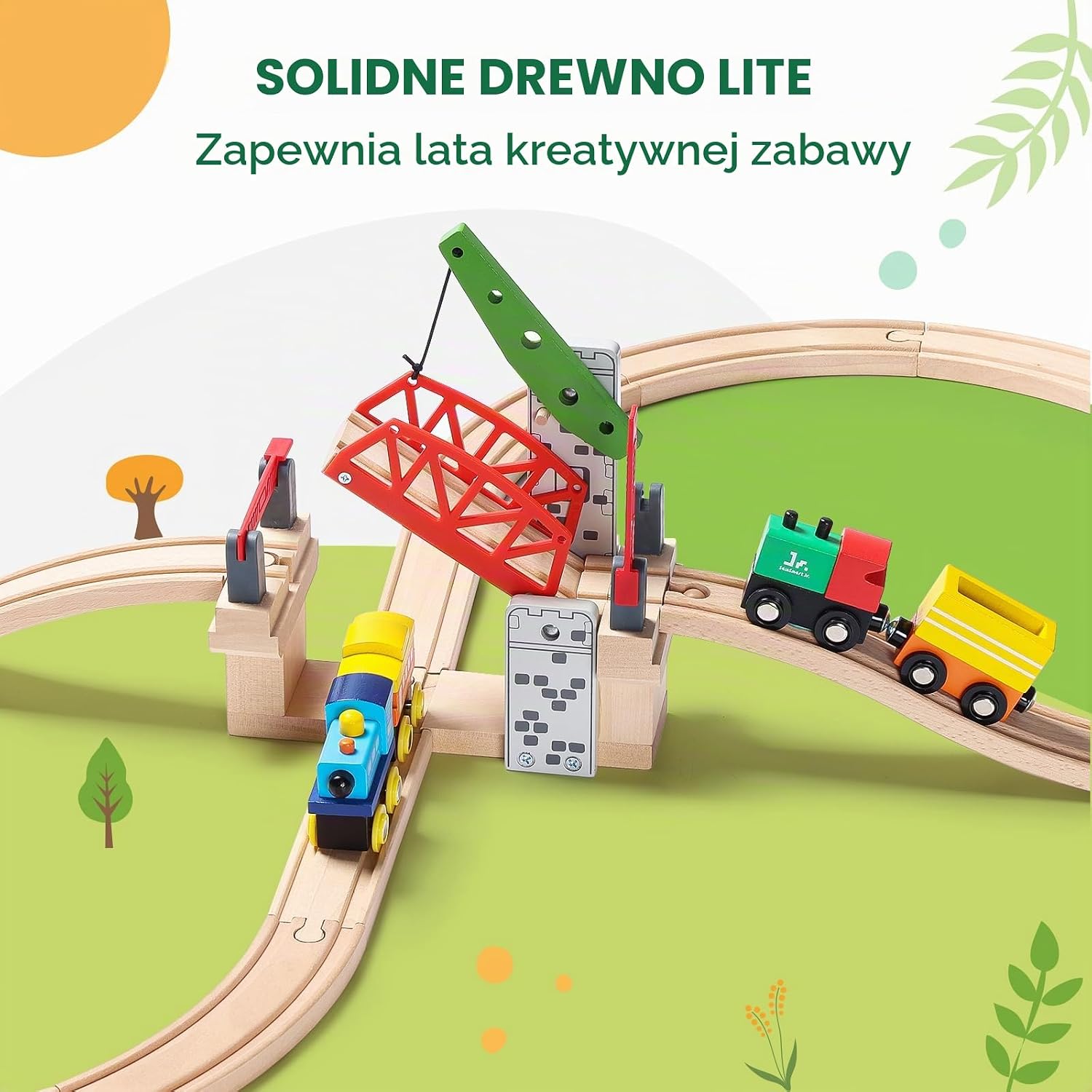 Detalle de SainSmart Jr. 808-20-A20 – drewniany most kolejowy z korbą i szynami