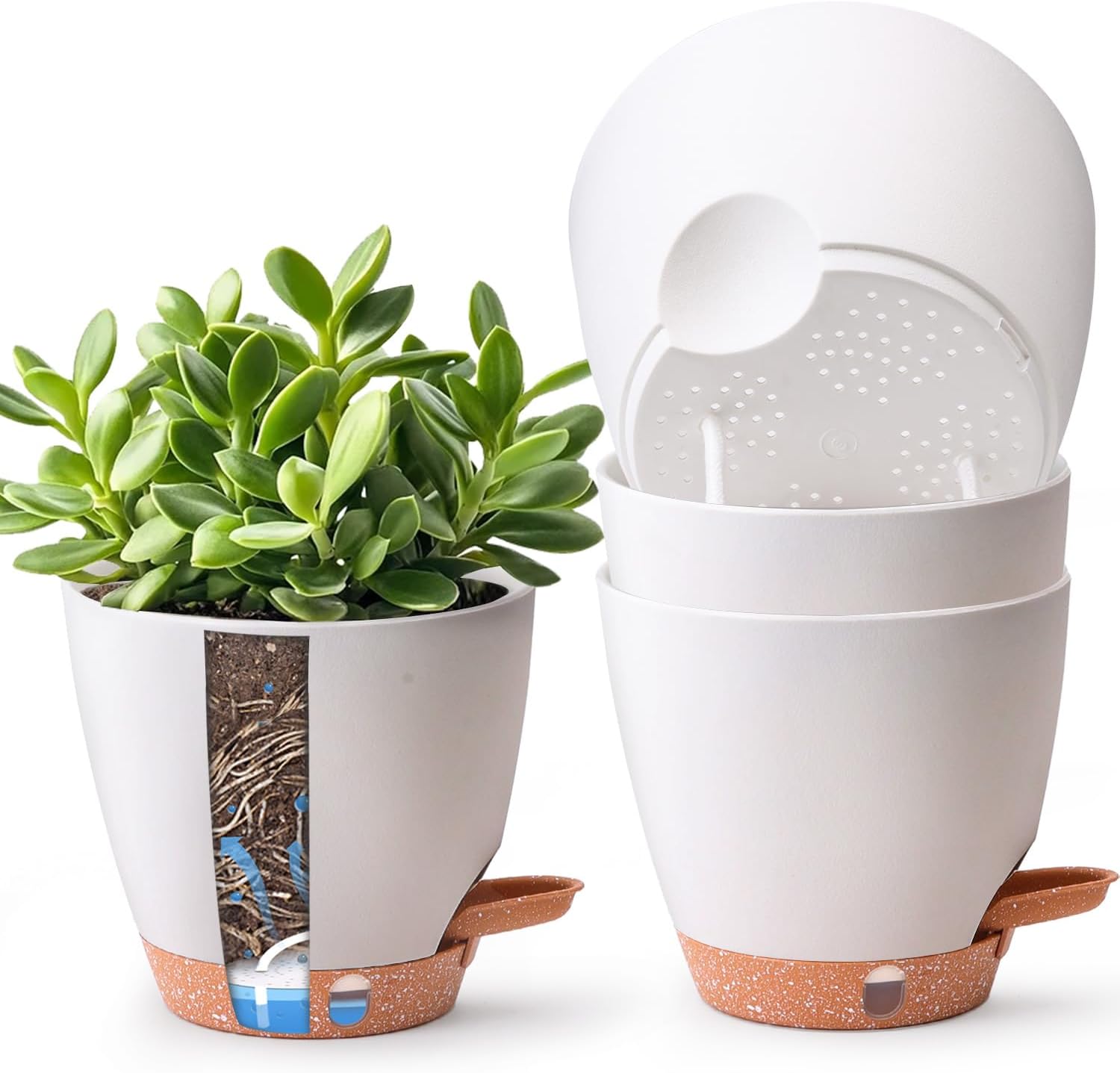 Detalle de T4U 15cm self watering plant pots 4 pack
