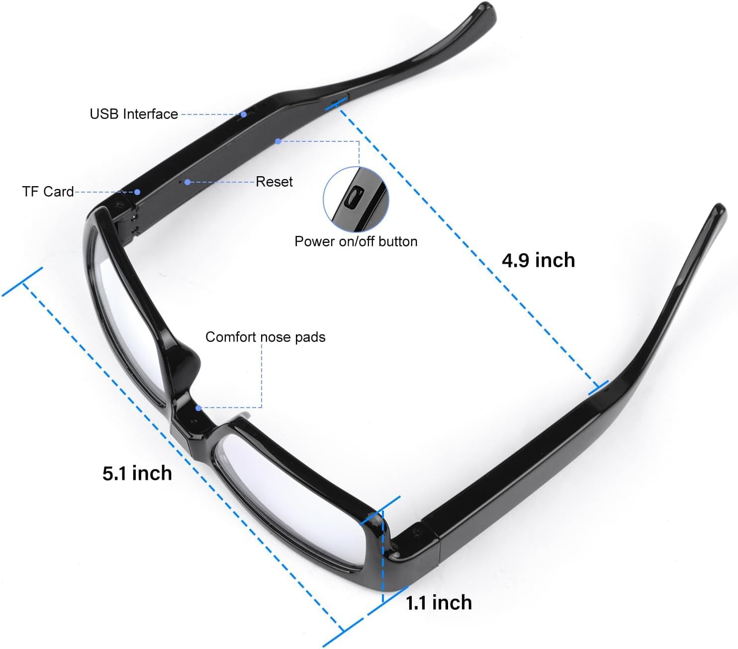 Thumbnail 6 de SHENMEILA 1080p Spy Camera Glasses with 32GB Card: Wearable Eyewear for Everyday Recording