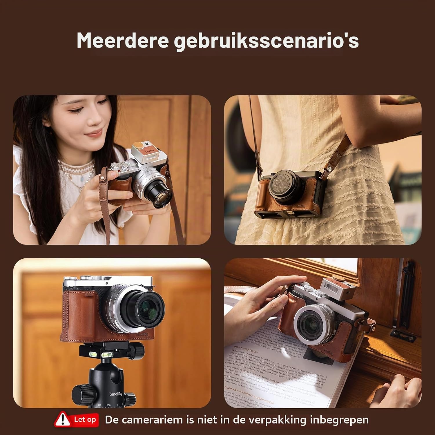 Thumbnail 6 de SMALLRIG 5699 leren halfcase voor Panasonic LUMIX L10 met grip, bruin