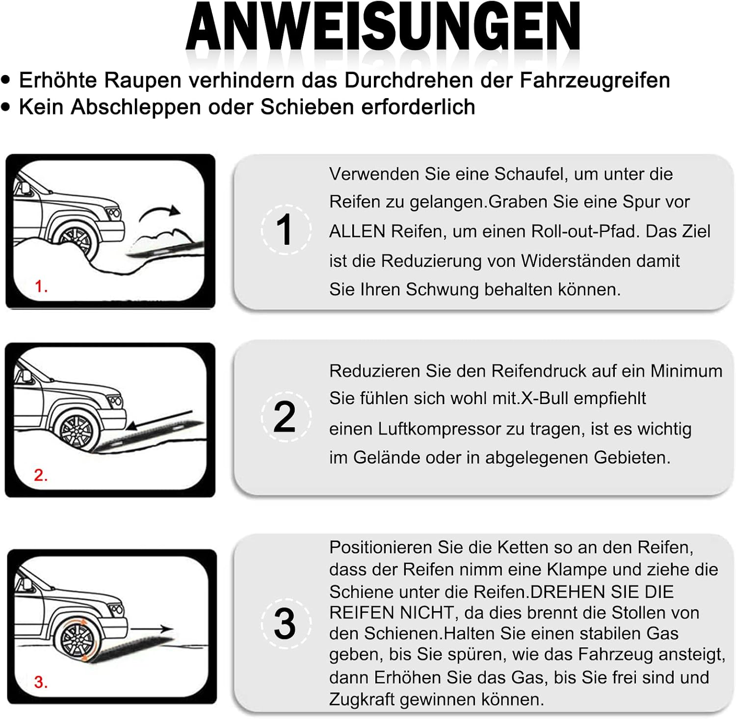 Detalle de Herrselsam Sandbleche Offroad Traktionsmatte (2 Stück) – 106 x 31 x 6 cm, Nylon, mit Aufbewahrungstasche und Installationstool
