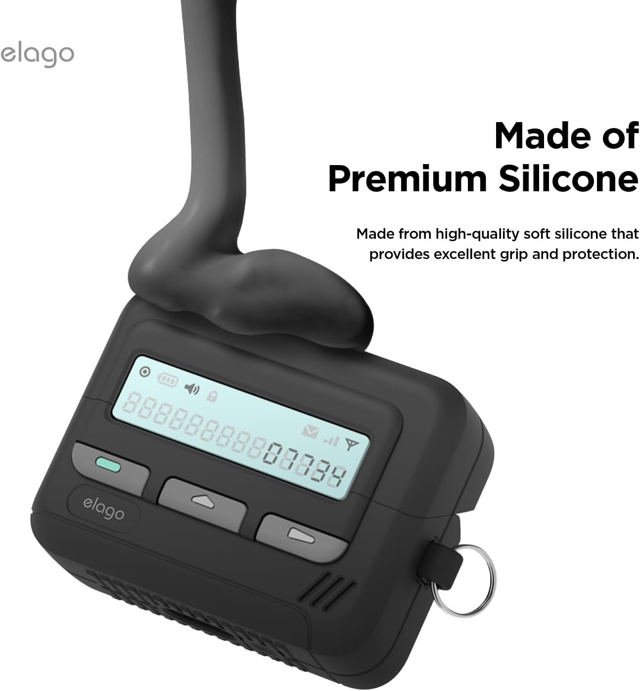 Detalle 2 de elago Coque Pager pour Samsung Galaxy Buds 3 / Buds 3 Pro – Lanière incluse, protection anti-chocs, noir