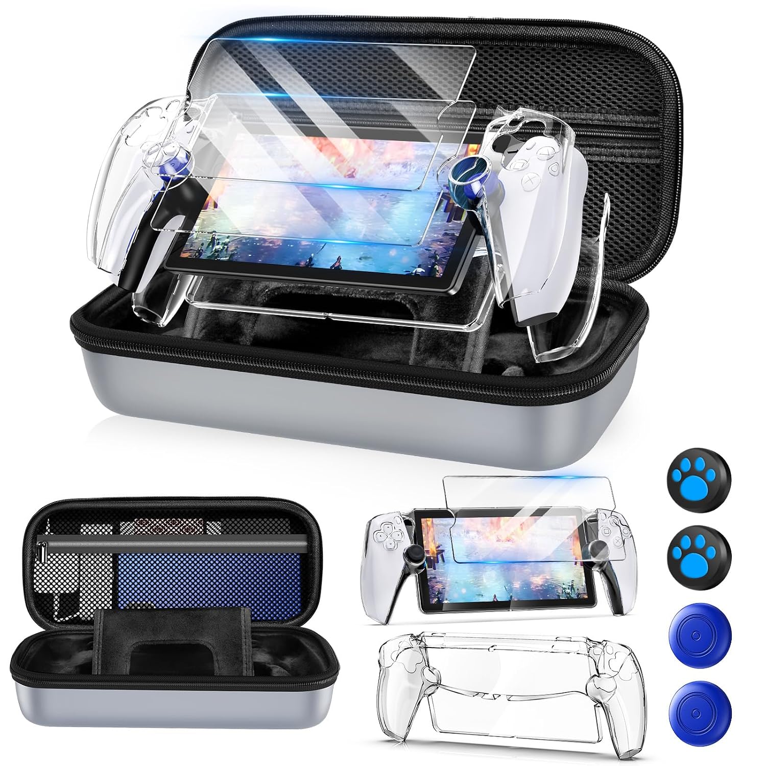 Detalle de Auarte PSP12 PlayStation Portal Accessory Set with EVA Case and Screen Protectors