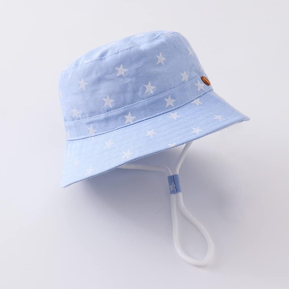 Thumbnail 2 de imKutie Baby Sun Hat (UPF 50+) – Adjustable Bucket Hat with Chin Strap, Cartoon Animal Shark & Star Print