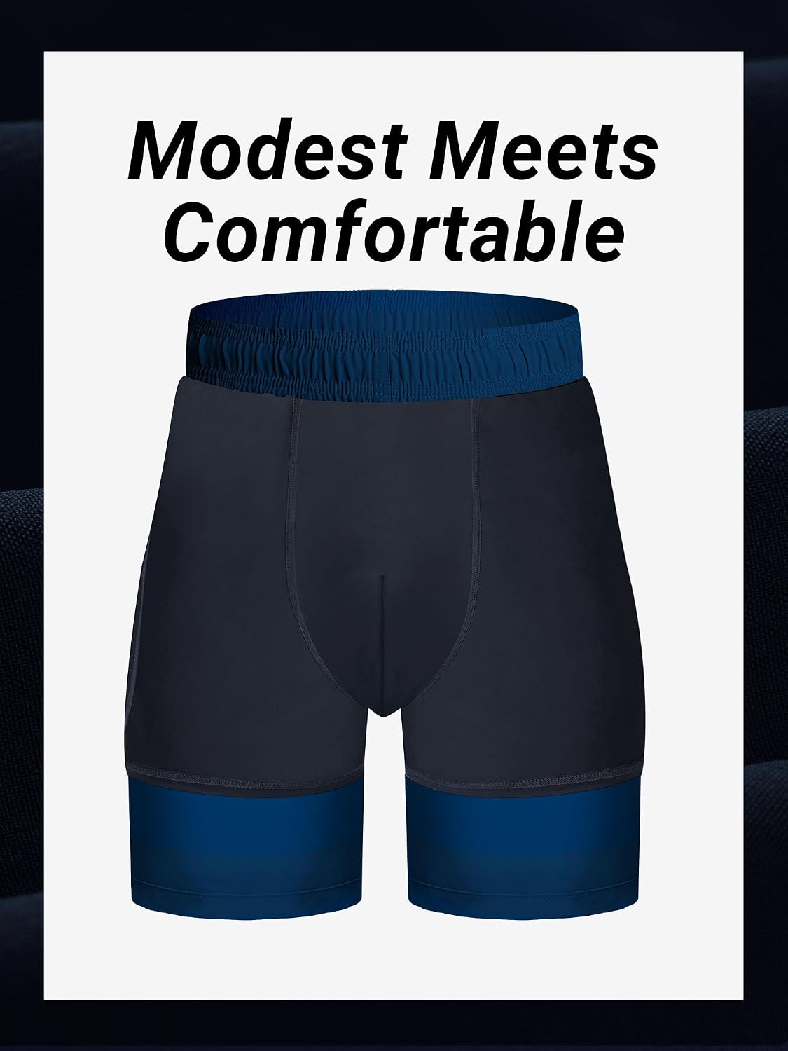Detalle 2 de Arcweg Herren-Badehose mit Kompressions-Liner (2-in-1) – atmungsaktive Badeshorts mit Tunnelzug und Reißverschlusstaschen