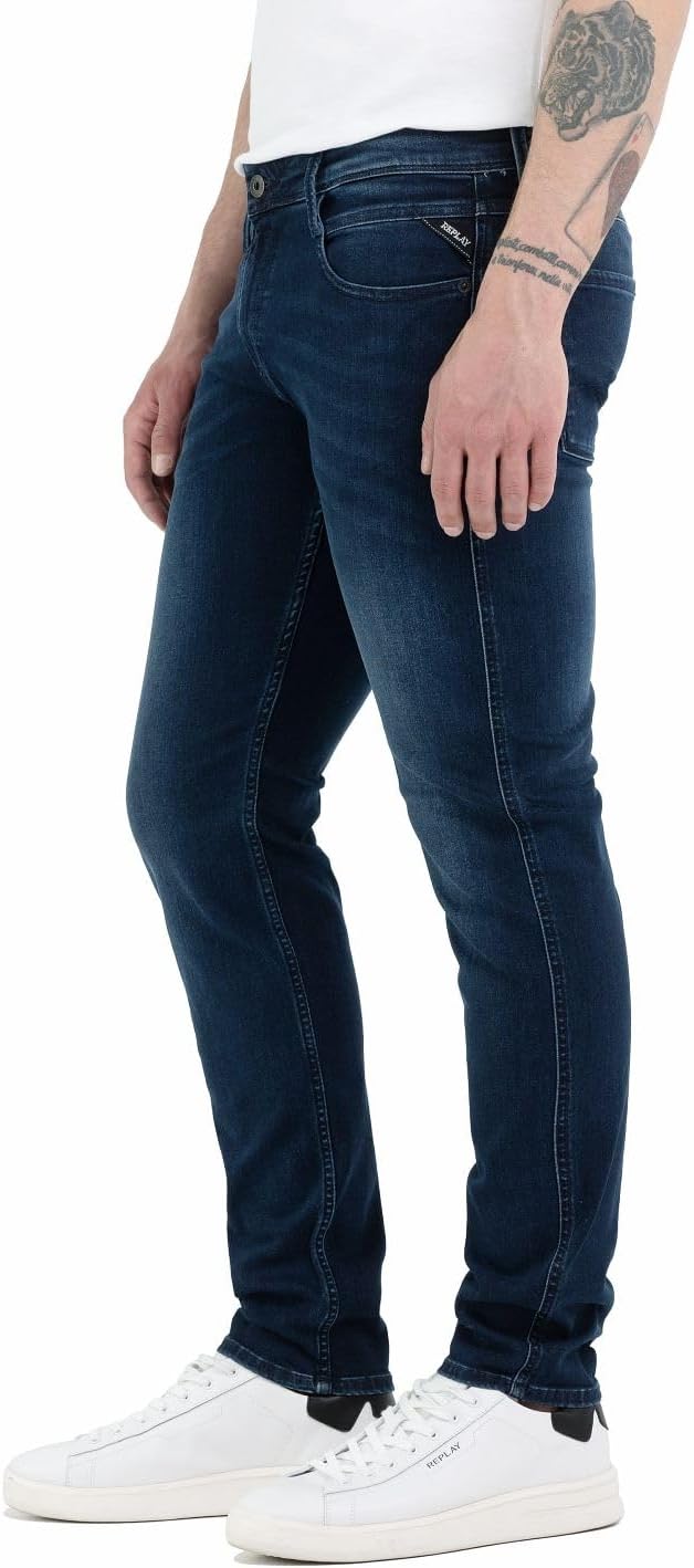 Detalle de Replay Anbass Slim-Fit Jeans mit Comfort Stretch für Herren