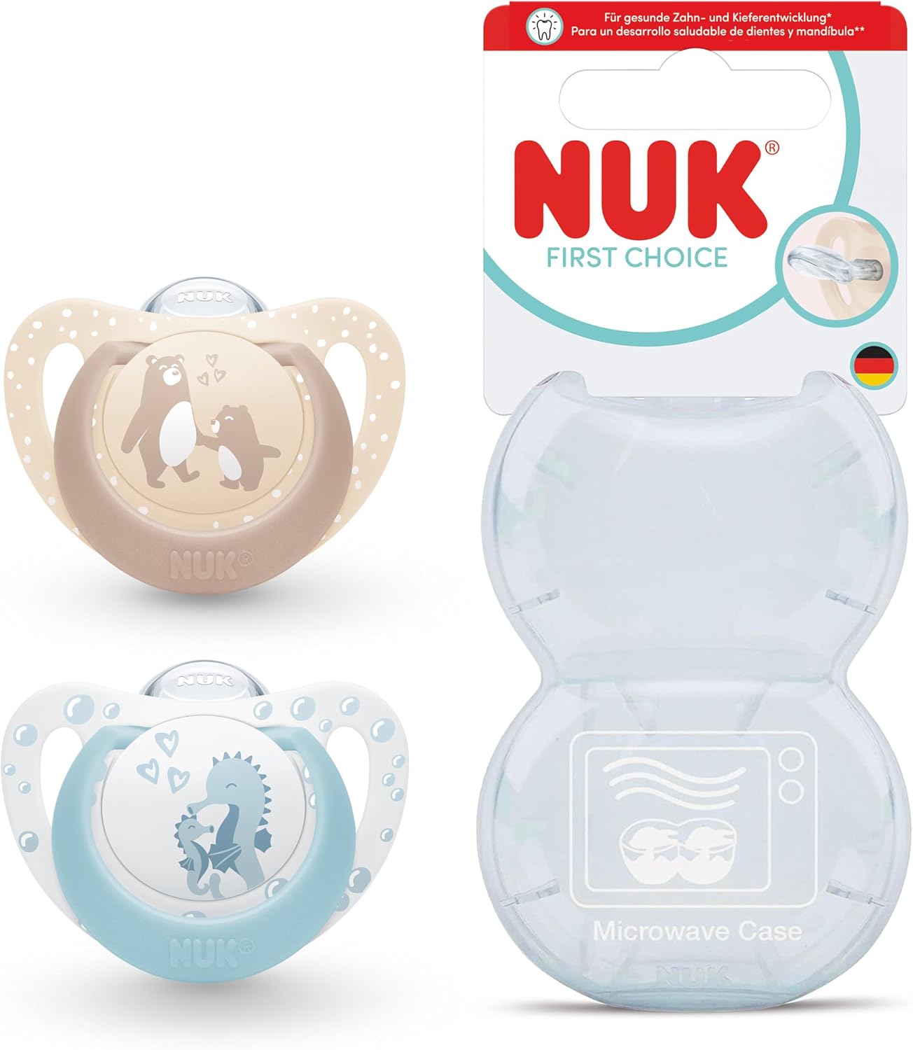 Detalle de NUK First Choice Orthodontic Baby Dummies, 0–6 Months, Pack of 2