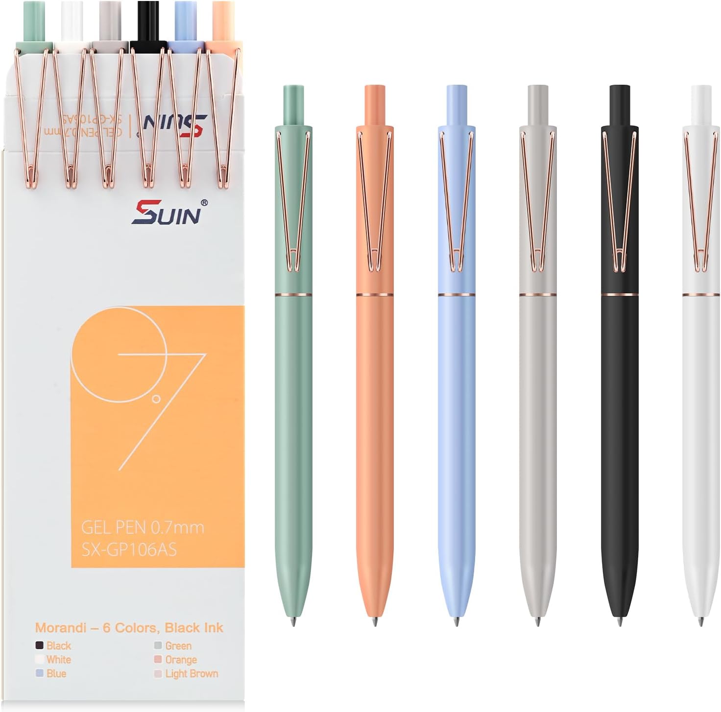 SUIN Premium Gel Pens - 6 Pack 0.7mm Black Ink, Medium Point Retractable Rollerball for Smooth Writing, Thoughtful Gift Set
SUIN Premium Gel Pens - 6 Pack 0.7mm Black Ink, Me…