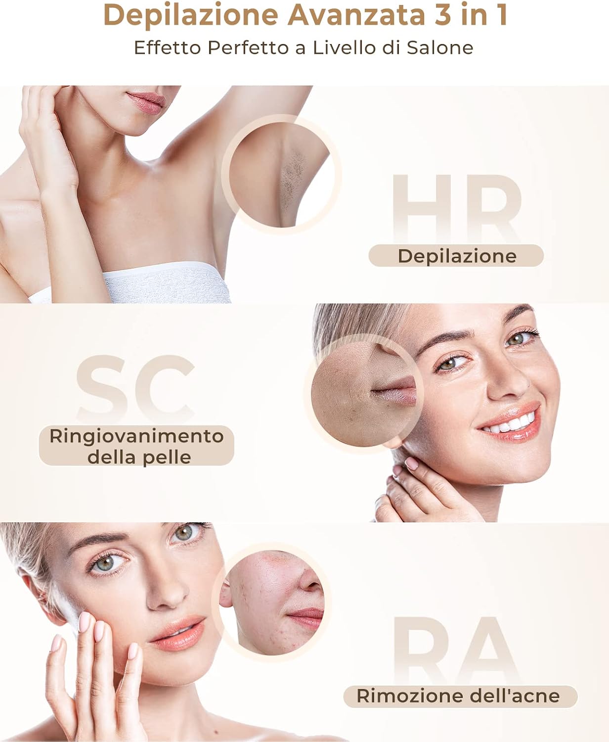 Thumbnail 3 de Haarlosy Epilatore Luce Pulsata IPL 999.900 Flash 3 in 1 - Finestra 5 cm², 9 livelli, uso domestico