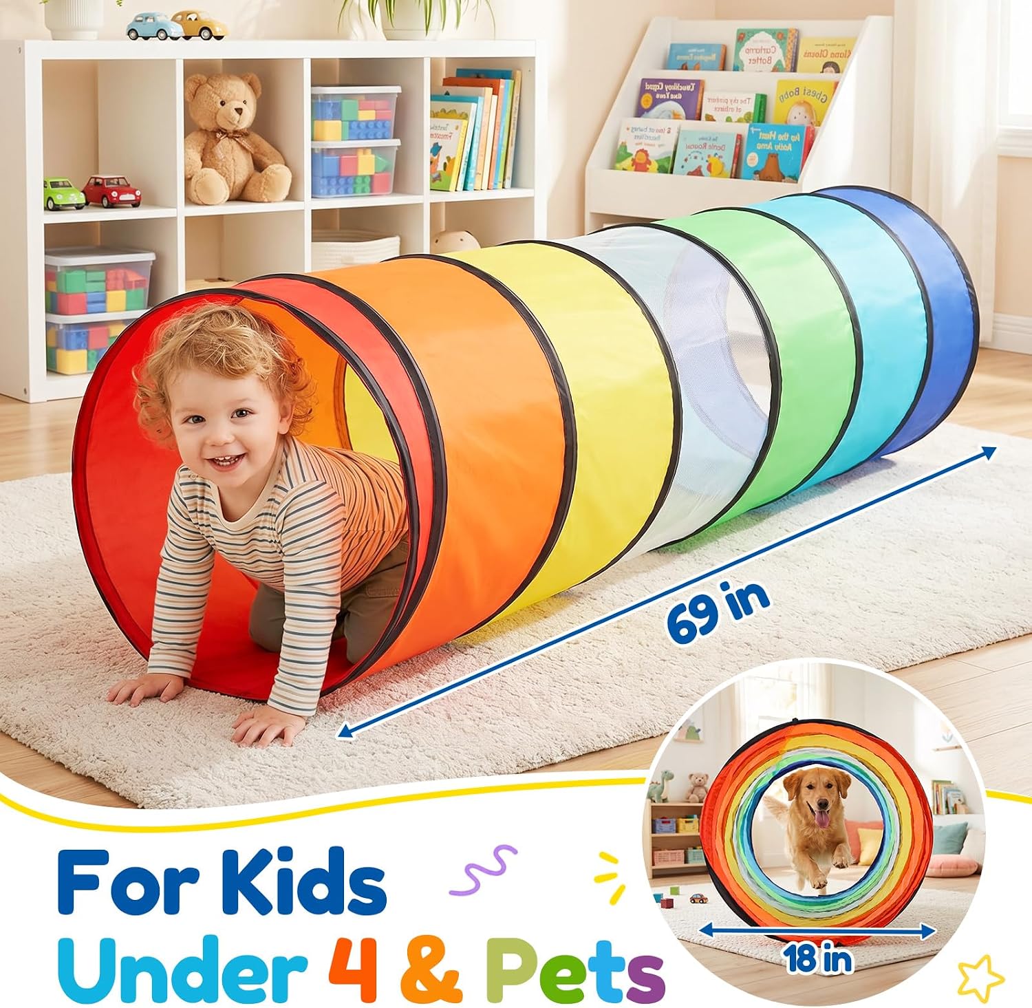Detalle 2 de Kids Play Tunnel Tent for Toddlers — Pop‑Up Crawl Tunnel