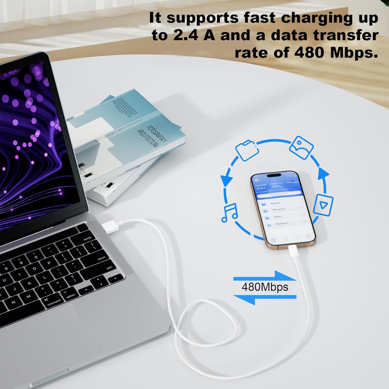 Thumbnail 5 de USB C Charger Cable 2Pack: USB A to USB C 1m + 2m for Fast Charging