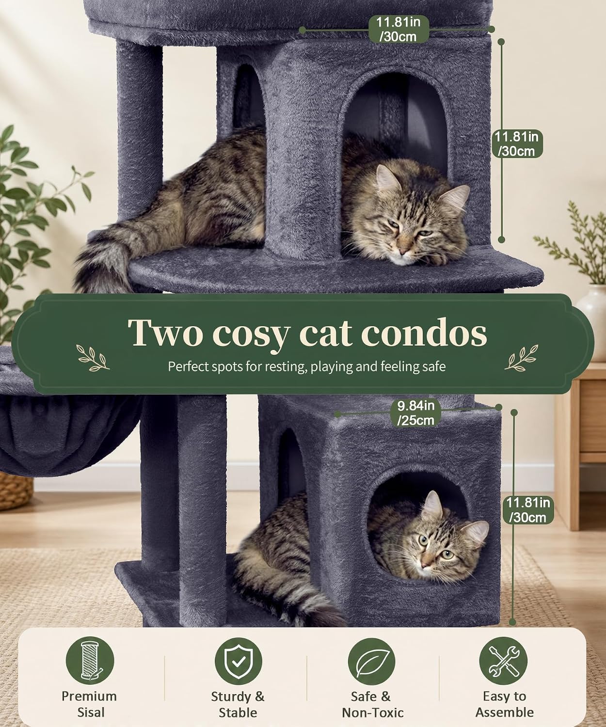 Thumbnail 3 de LIKISAK Cat Tree 173cm Large Indoor Cat Tower (PMT02DG)