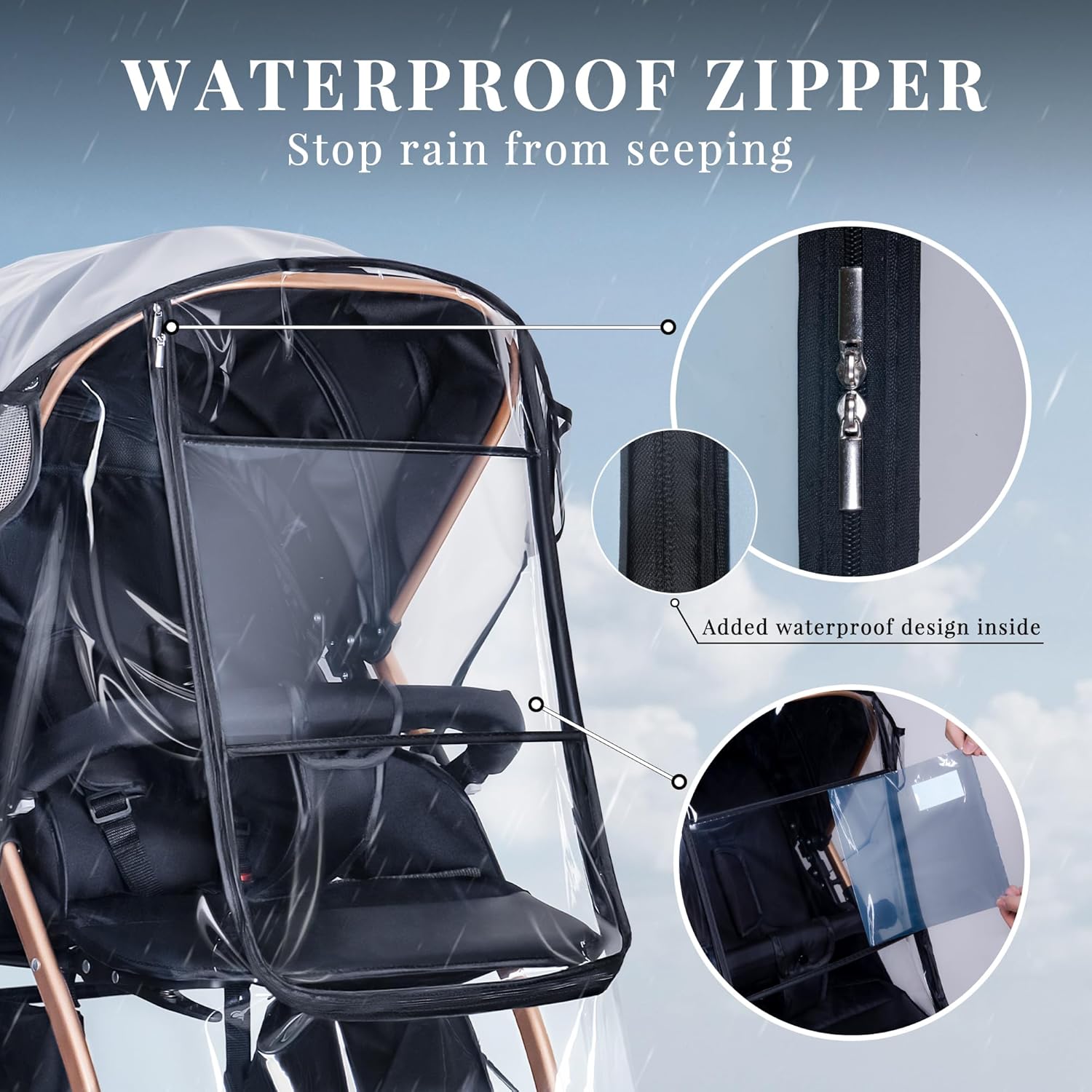 Thumbnail 2 de Bemece Universal Rain Cover for Pushchair Stroller Pram – All‑Round Weather Shield (L)