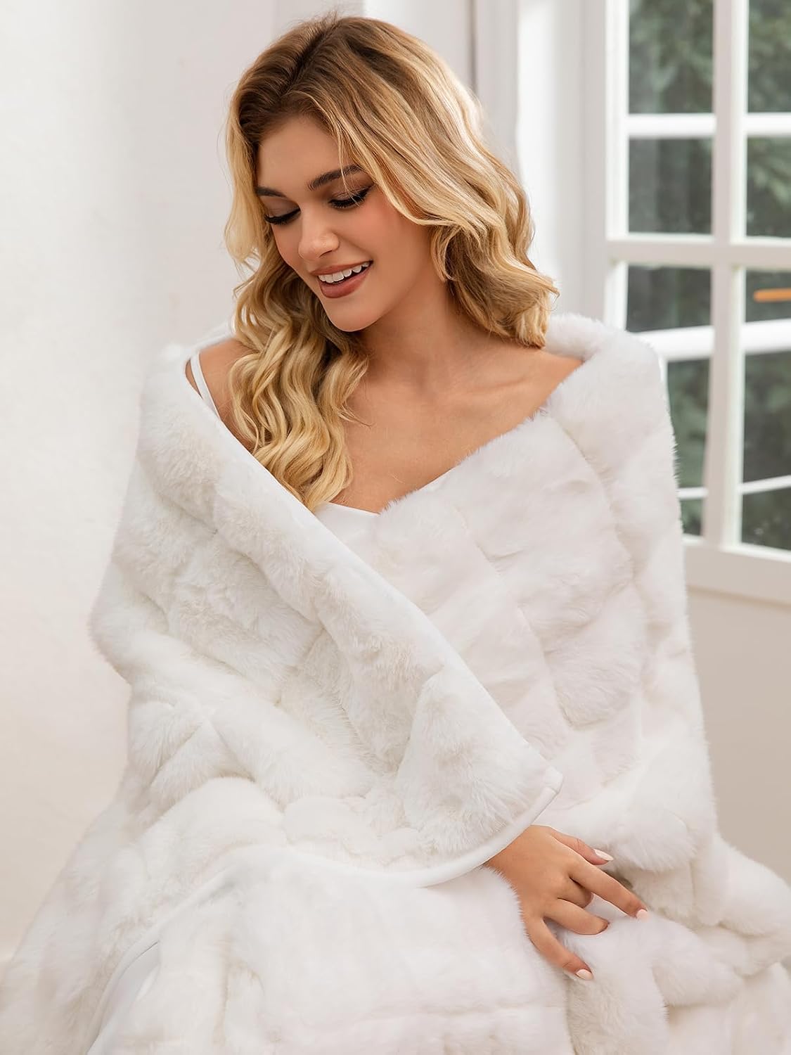 Detalle de Satwip SFF-WB Weighted Blanket, 15 lb, 60 x 80 inches, Cream White